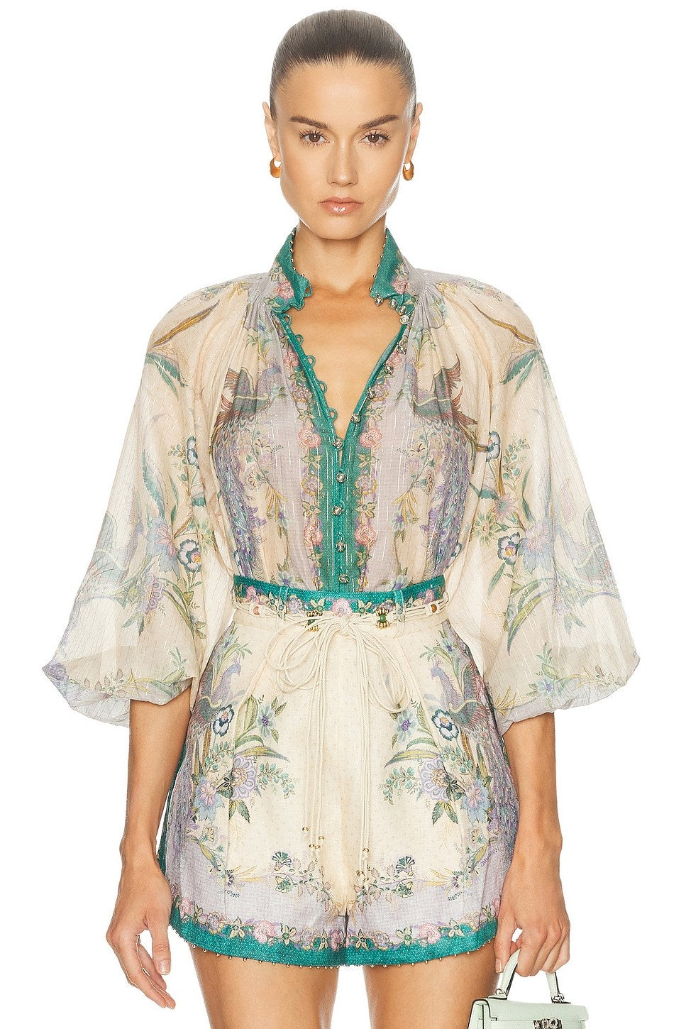 Indra Tuck Linen Shorts Blouse Set