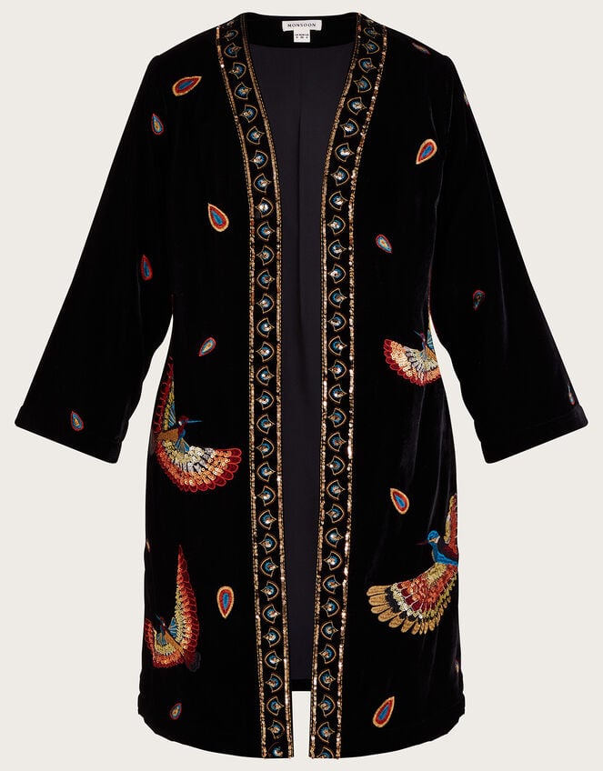 Baylie Embellished Velvet Kimono Black
