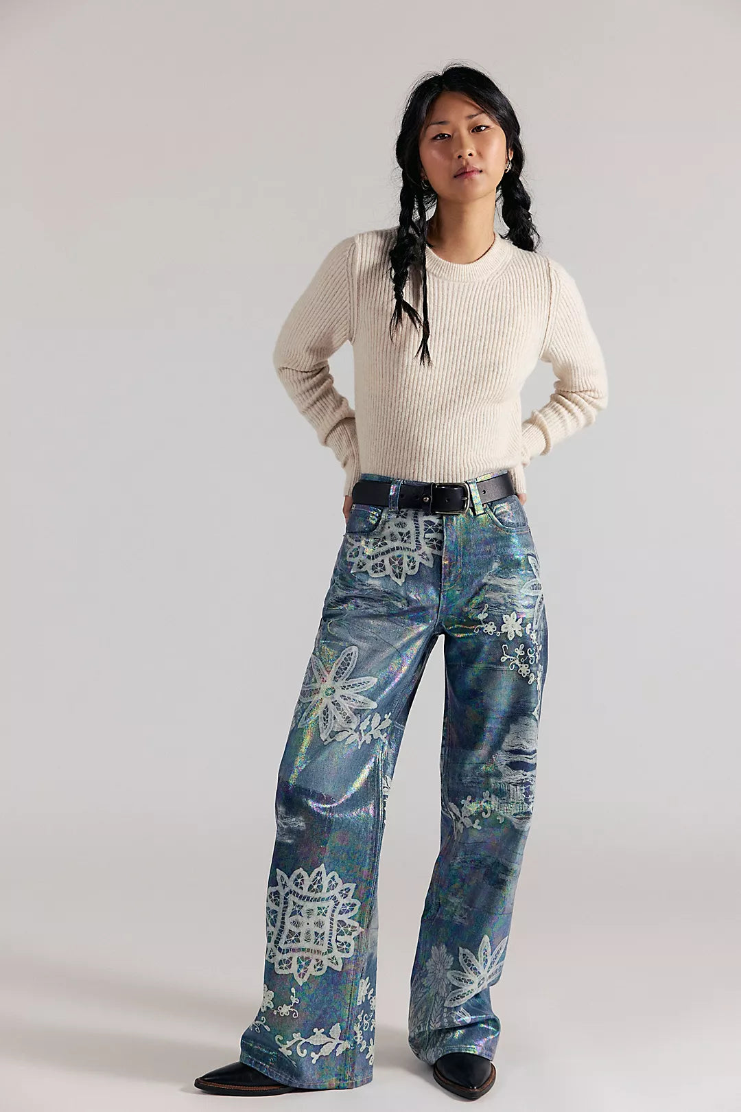Tinsley Printed High-Rise Illusions Jeans