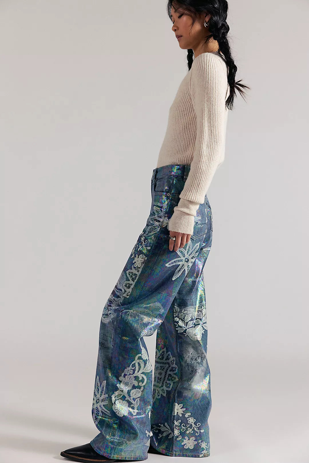 Tinsley Printed High-Rise Illusions Jeans