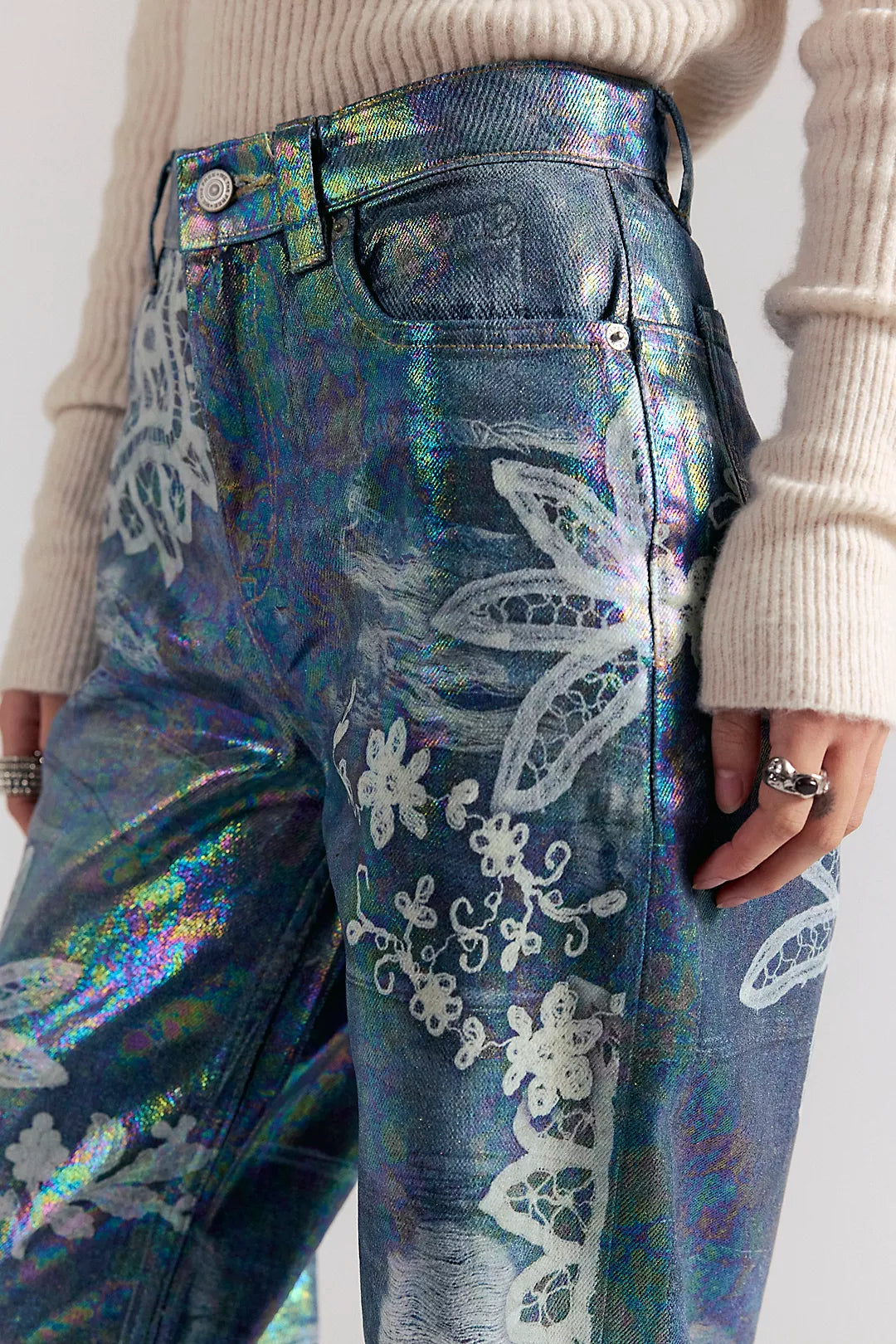 Tinsley Printed High-Rise Illusions Jeans