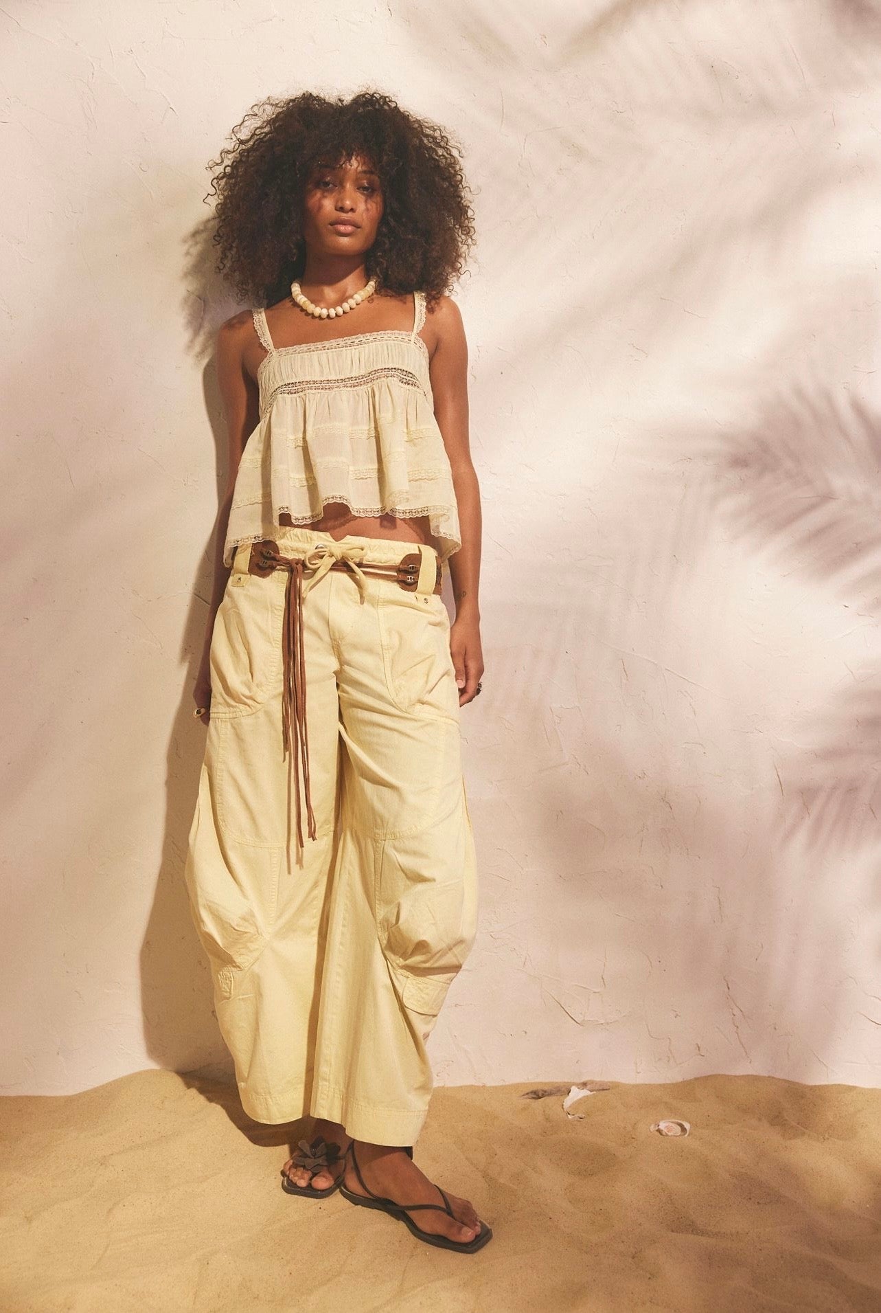 Free People Onset Parachute Trousers Lemon Frost