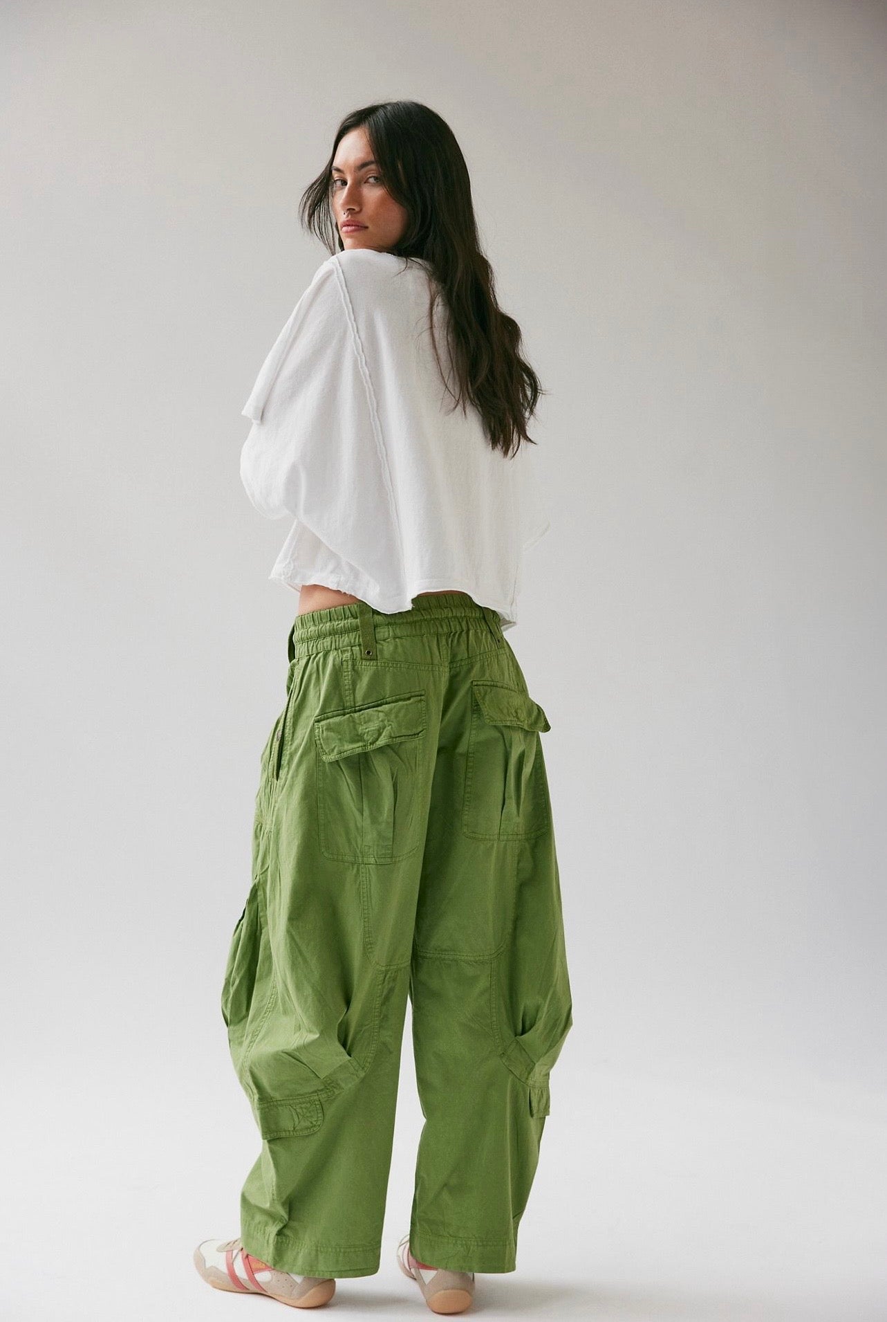 Free People Onset Parachute Trousers Calla Green