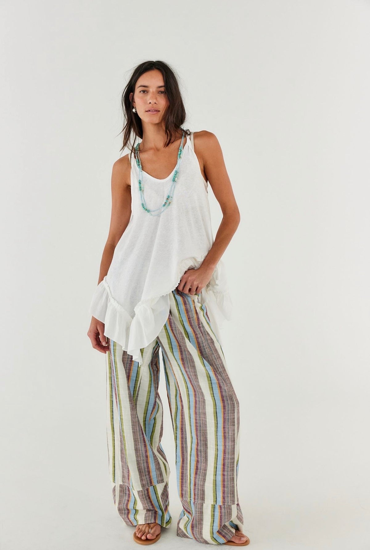 Linen Striped Pull - On Pants