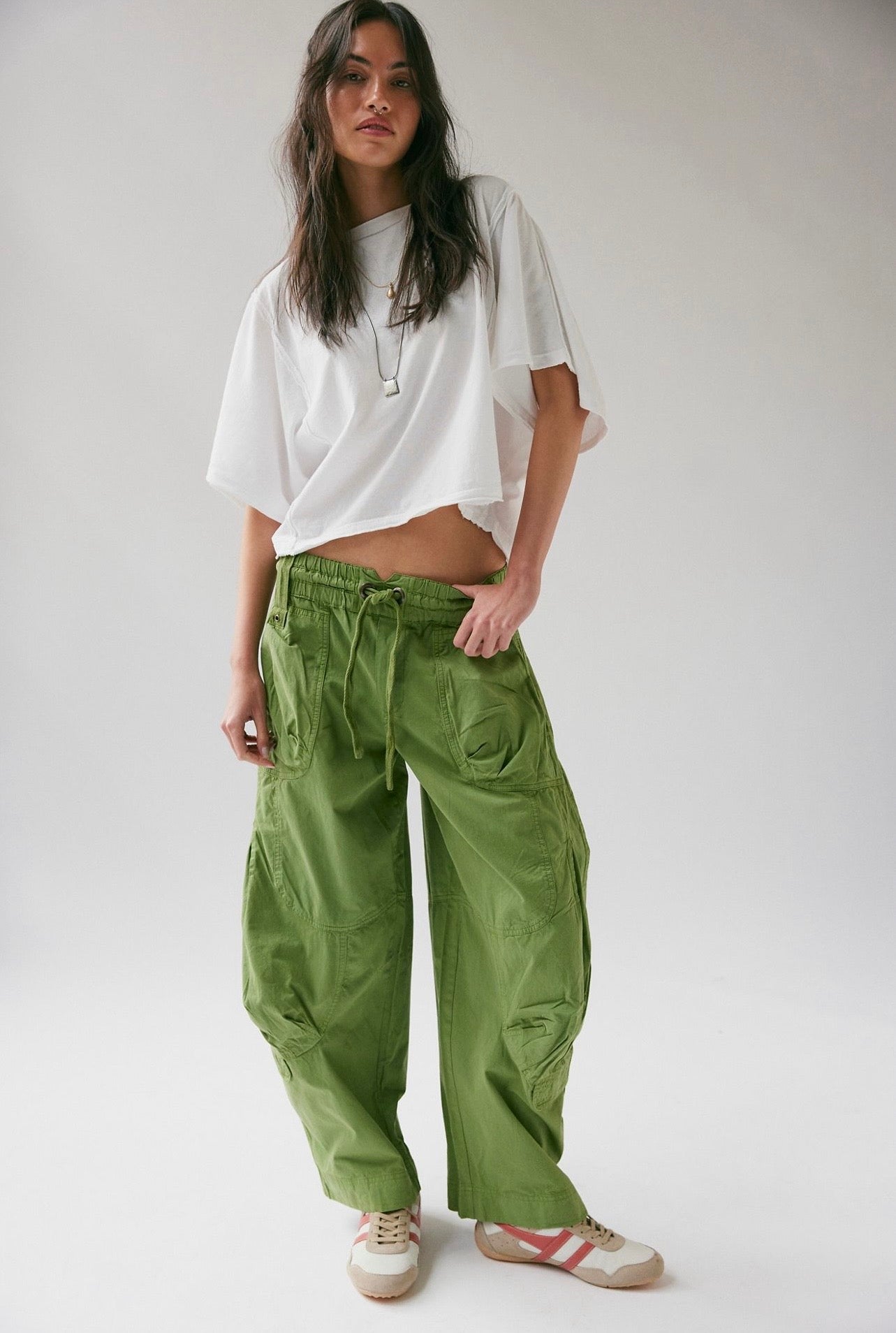 Free People Onset Parachute Trousers Calla Green