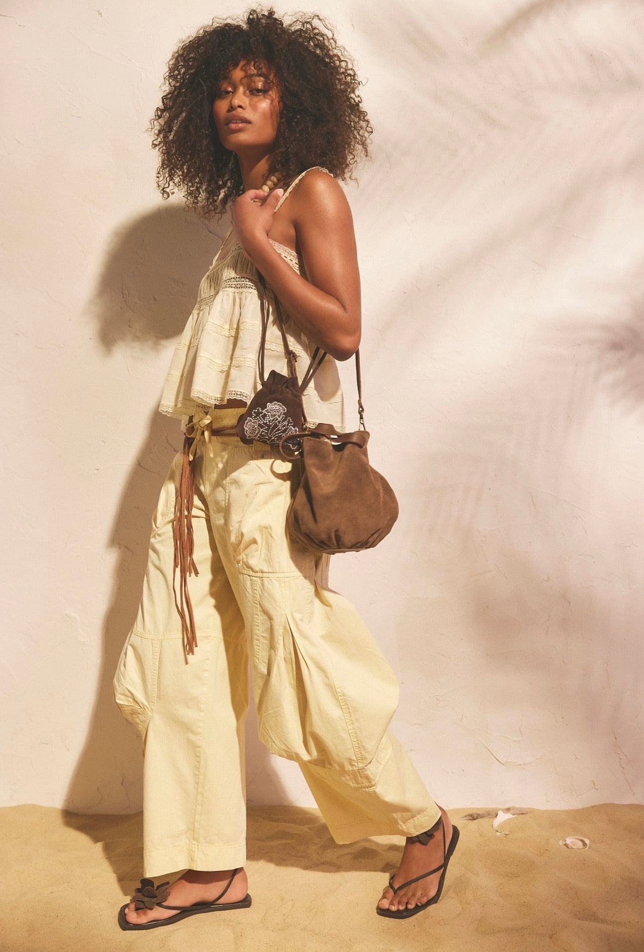 Free People Onset Parachute Trousers Lemon Frost
