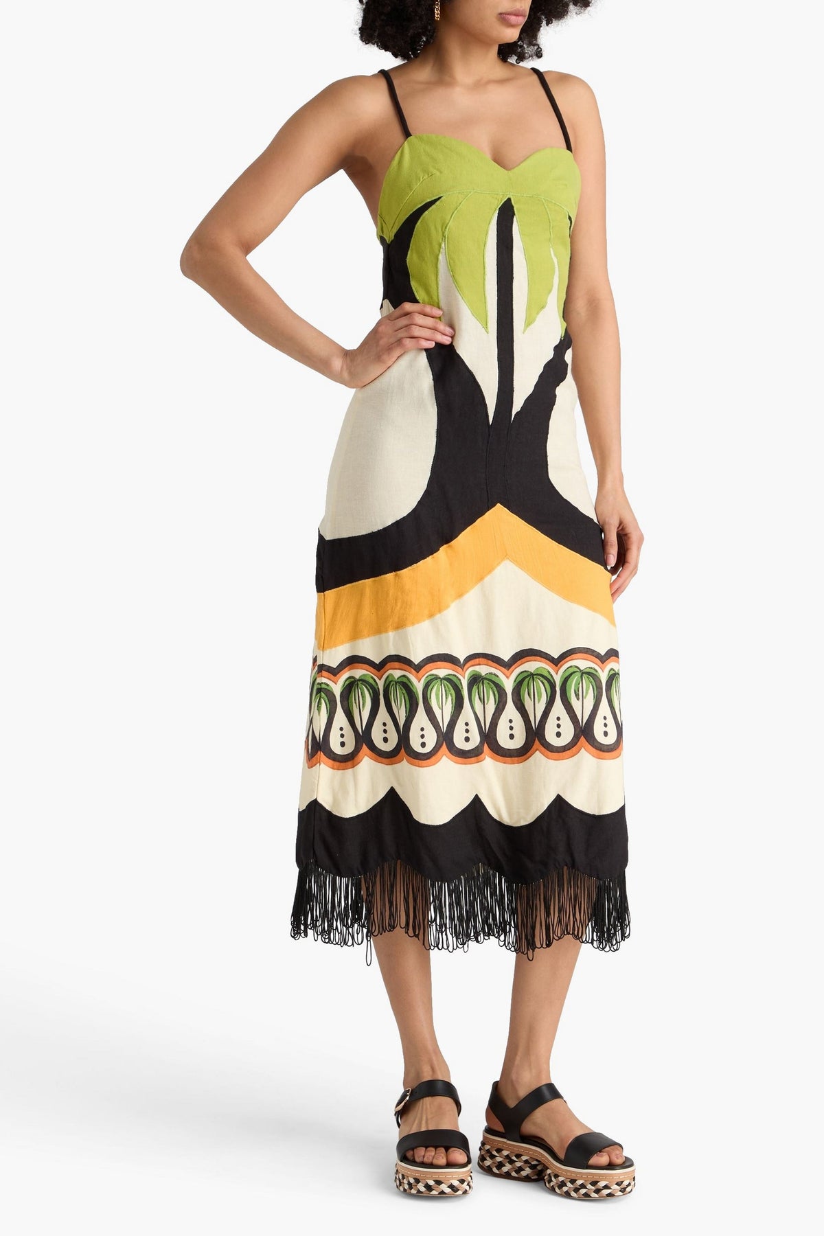 Coconut Tree Print Midi Dress