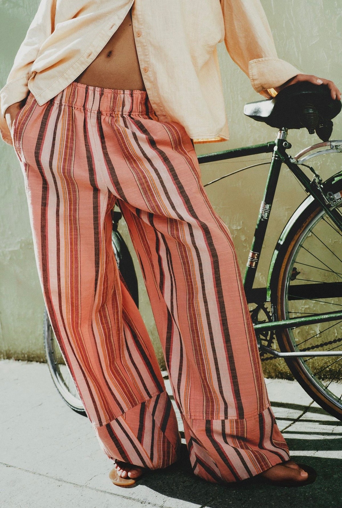 Linen Striped Pull - On Pants