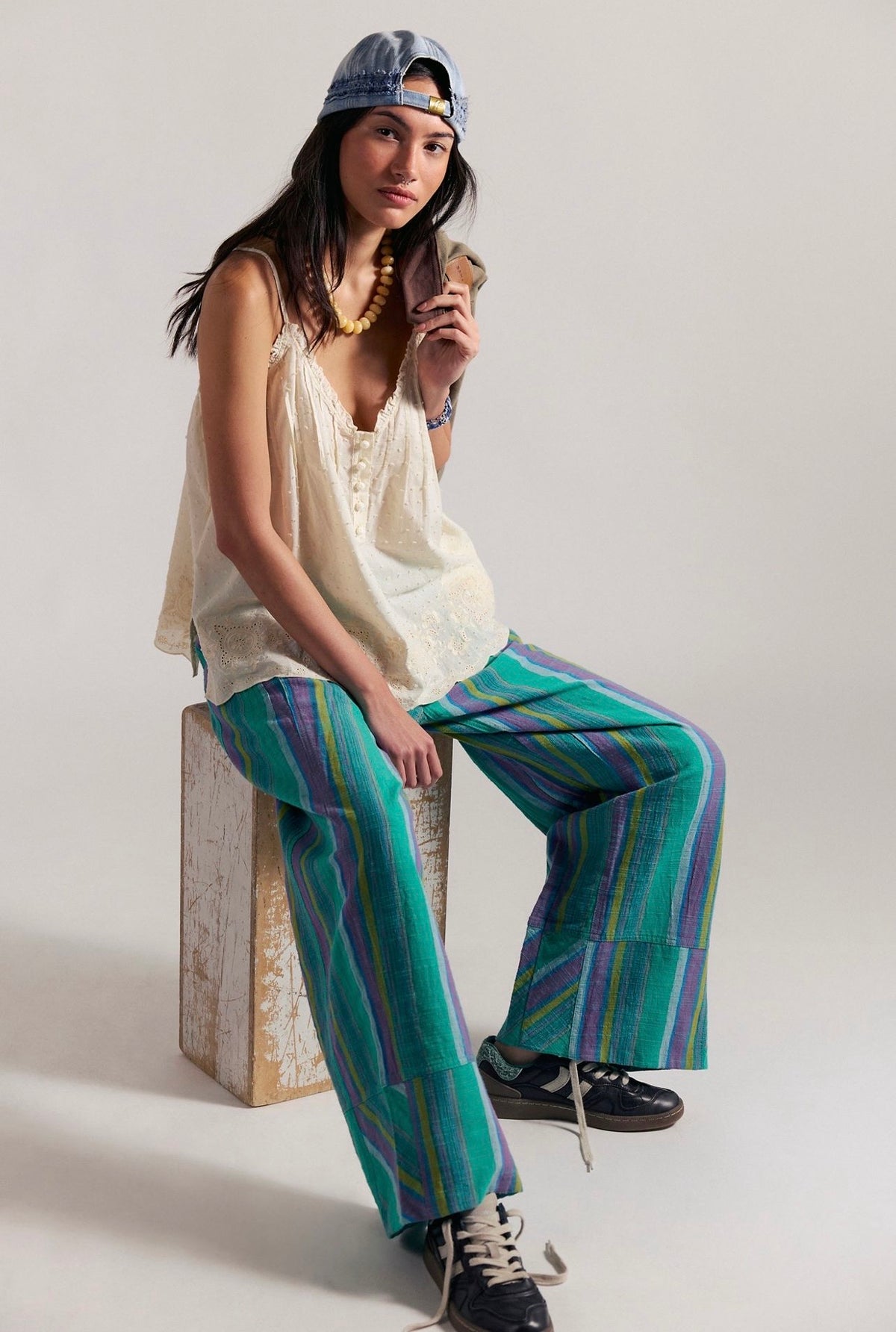 Linen Striped Pull - On Pants