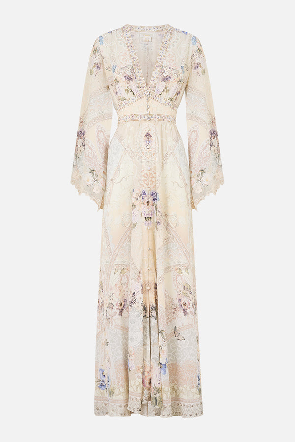 Kimono Sleeve Dress With Shirring Detail