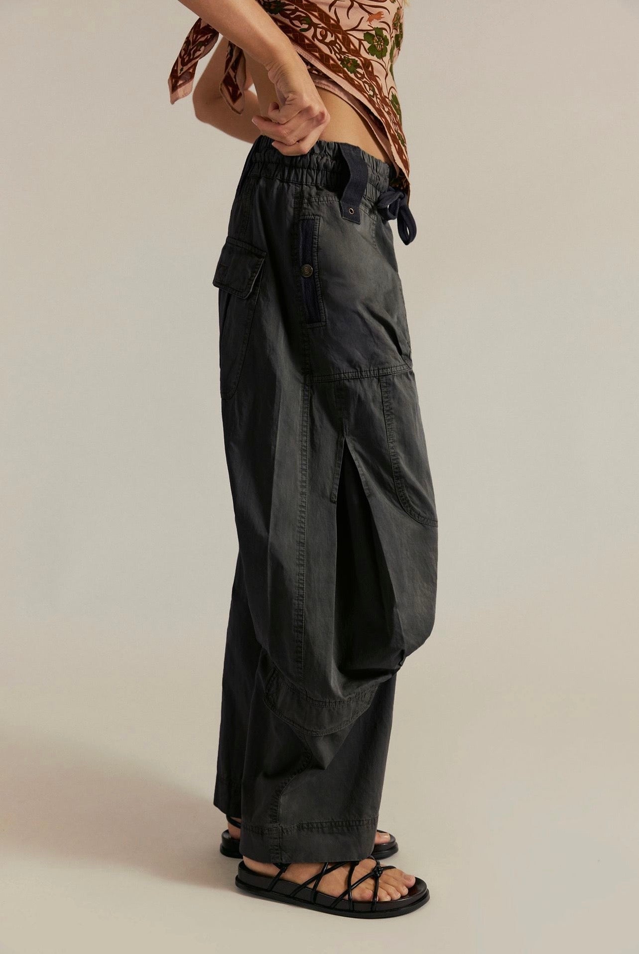 Free People Onset Parachute Trousers Black Sand