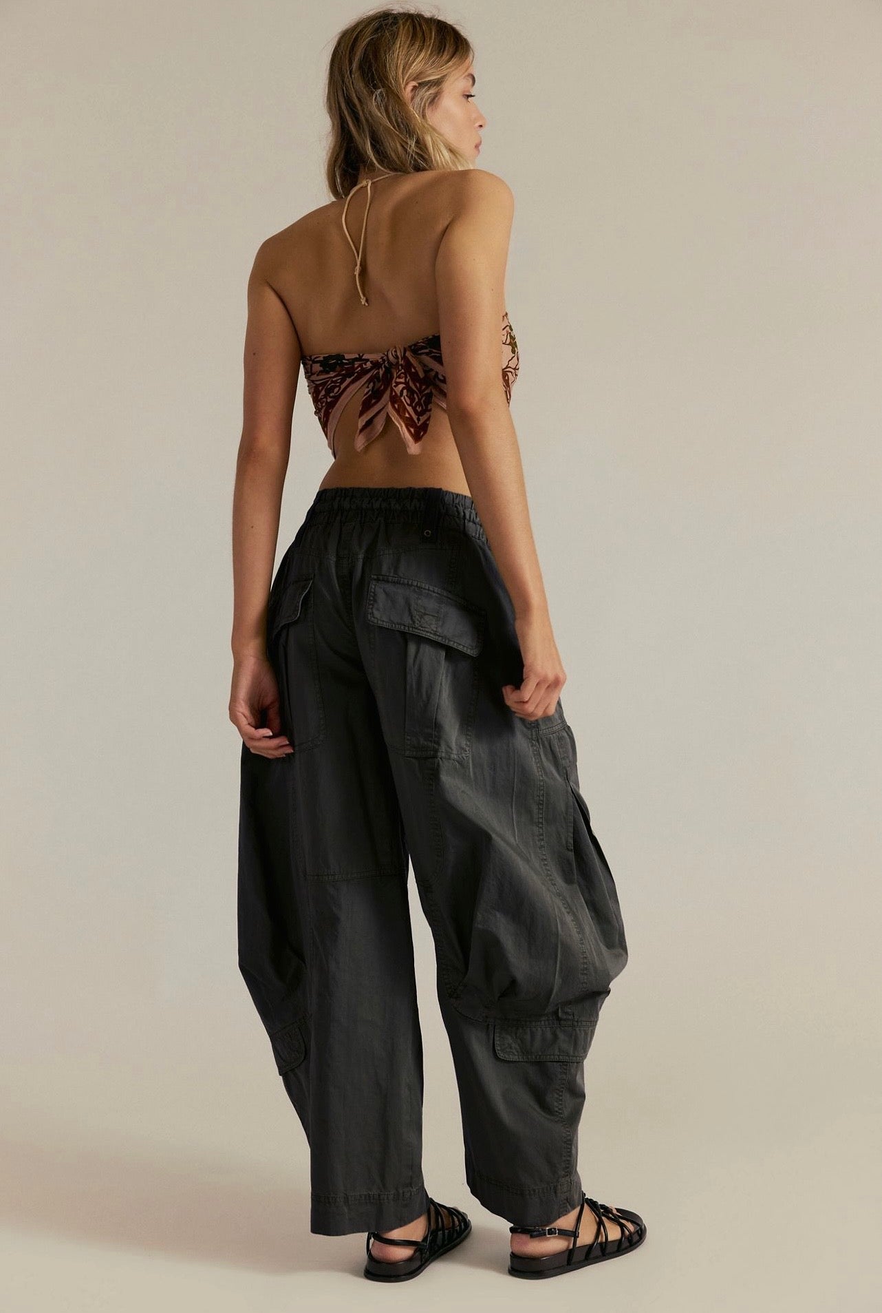 Free People Onset Parachute Trousers Black Sand