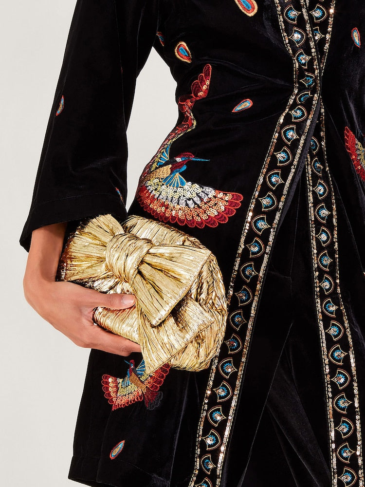 Baylie Embellished Velvet Kimono Black