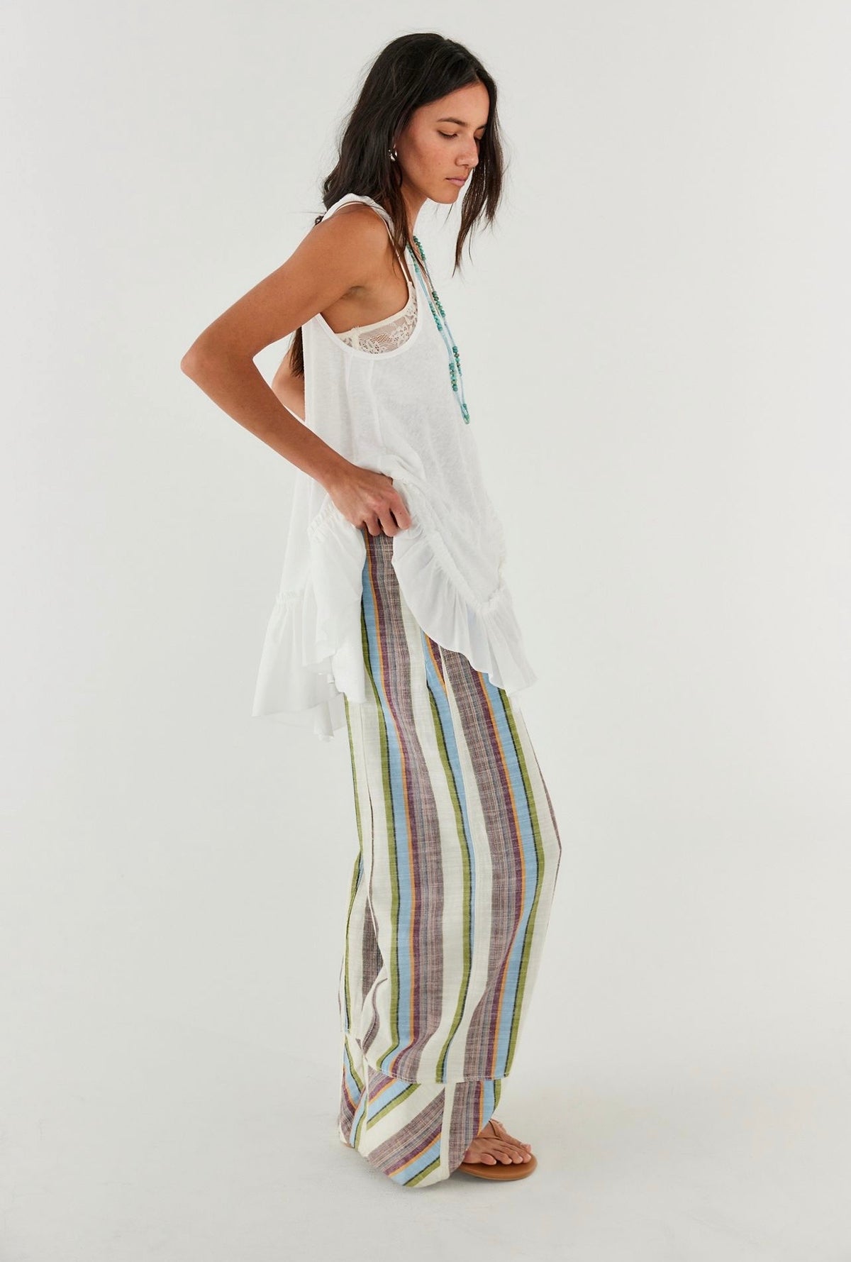 Linen Striped Pull - On Pants