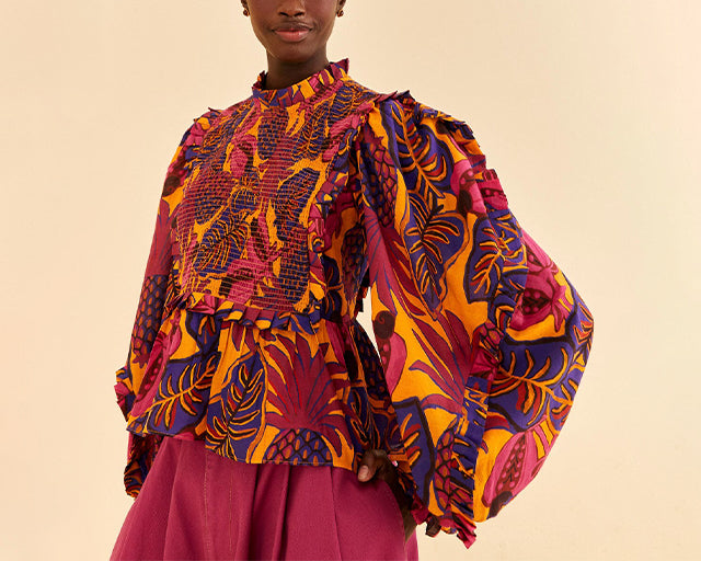 Fruit Dream Smocked Cotton Peplum Blouse in Yellow at Nordstrom