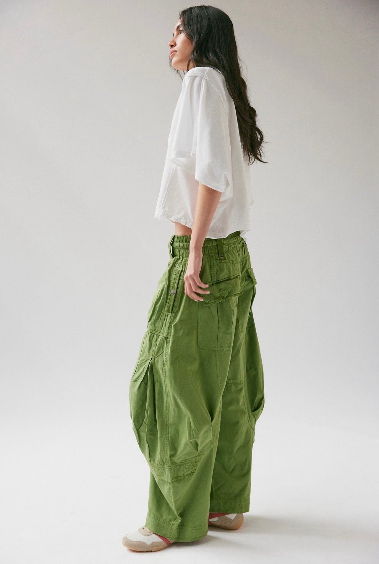 Free People Onset Parachute Trousers Calla Green
