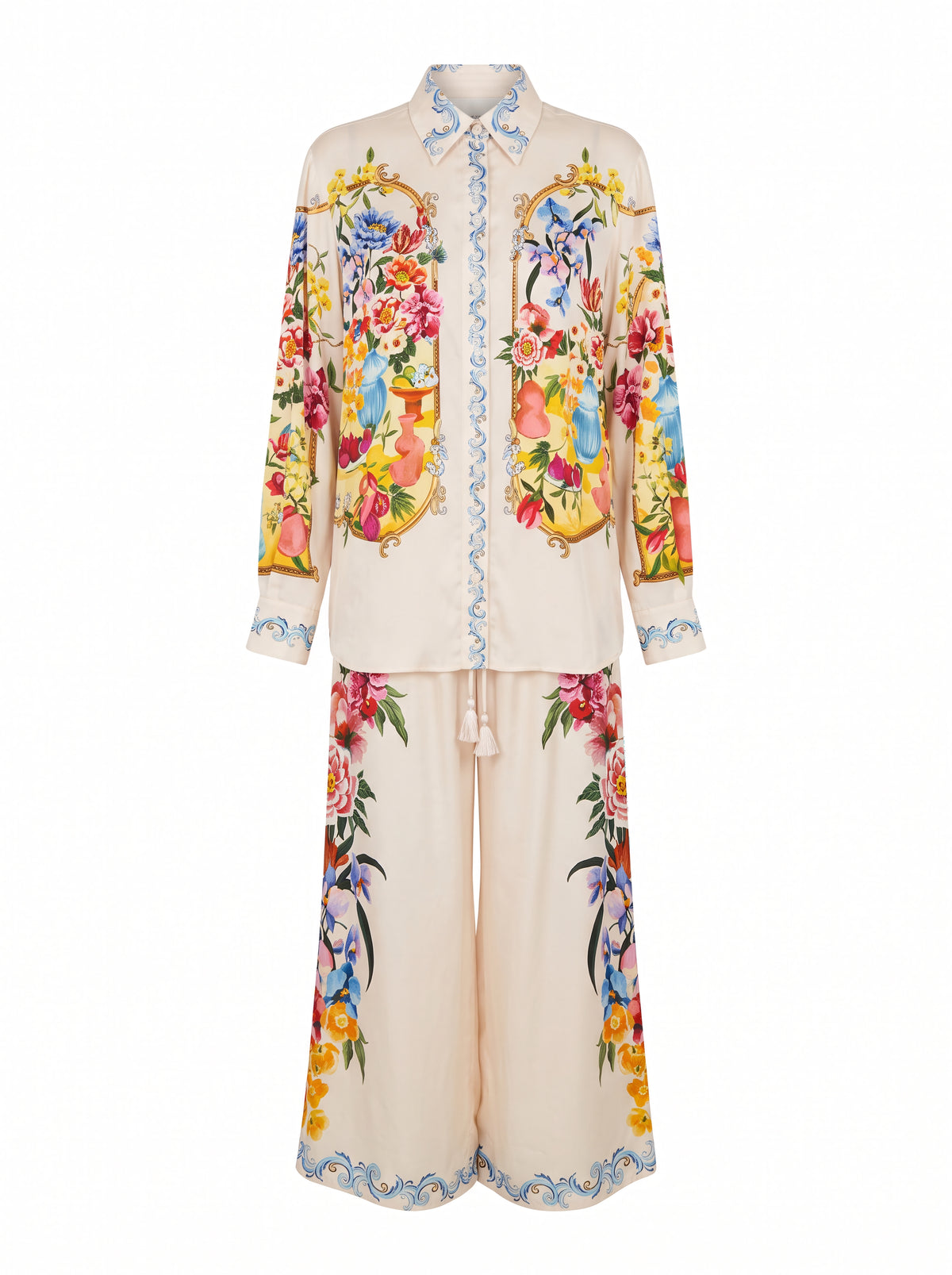 Flowers Wide Leg Pants Set