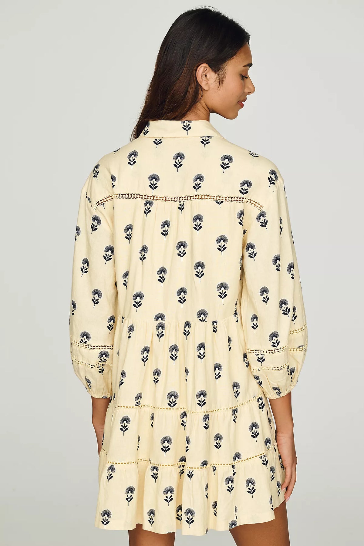 Bettina Linen Blend Tiered Mini Shirtdress