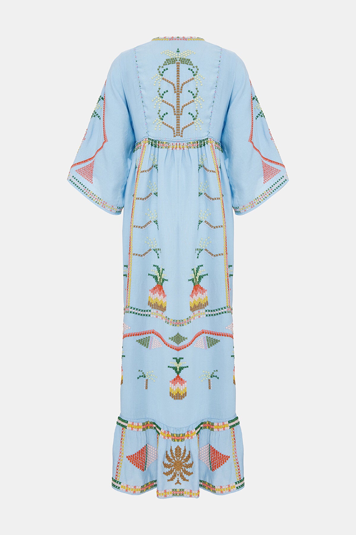 Farm Rio Embroidered Pineapple Maxi Dress Swim Cover-Up