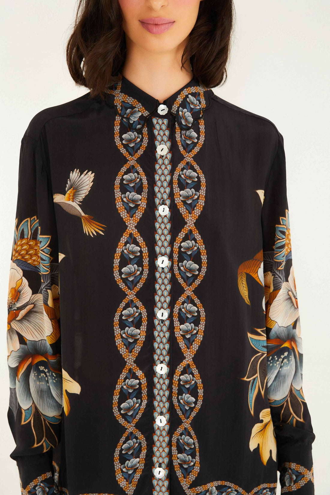 Black Floral Snake Shirt