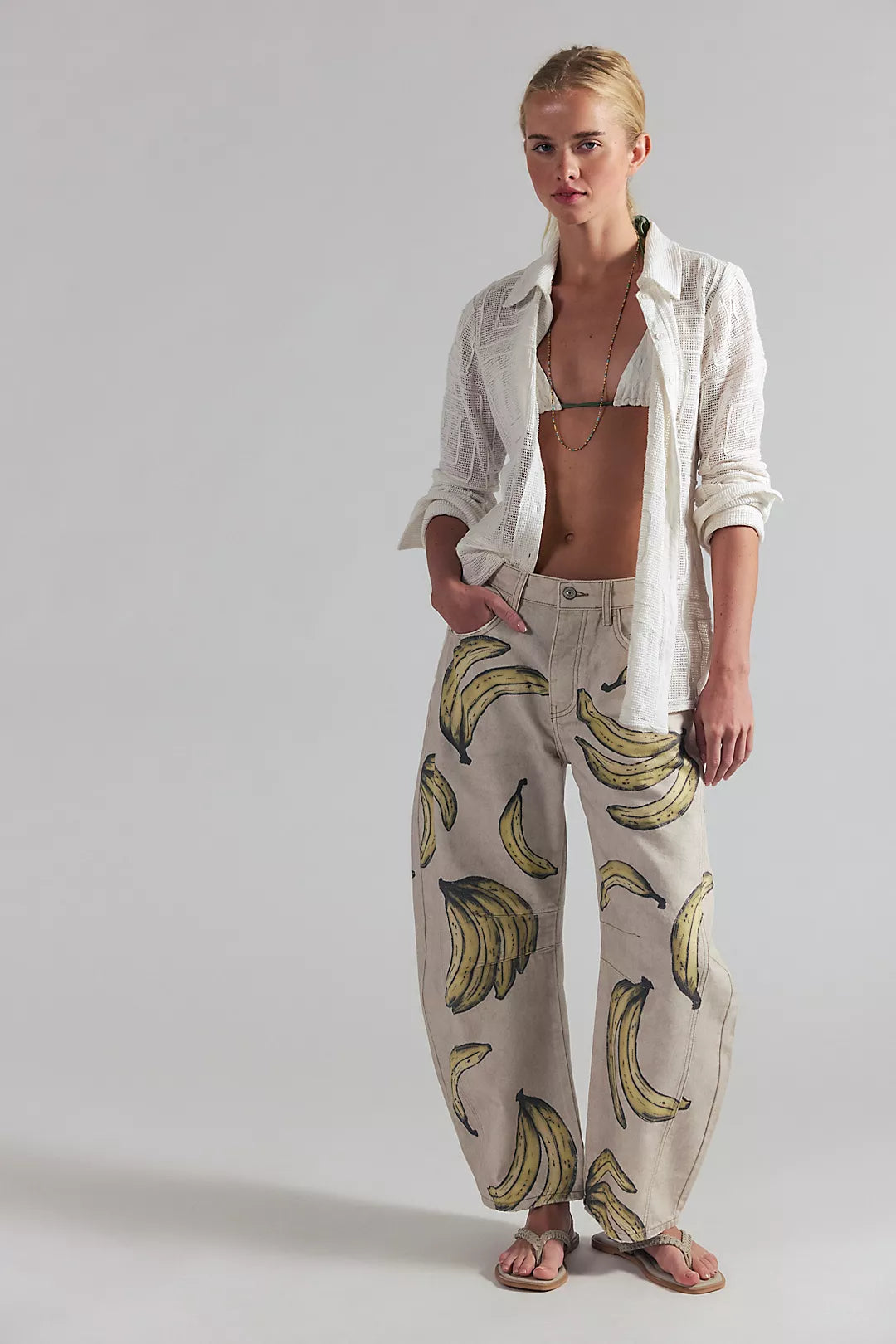 Good Luck Printed Barrel Jeans Banana