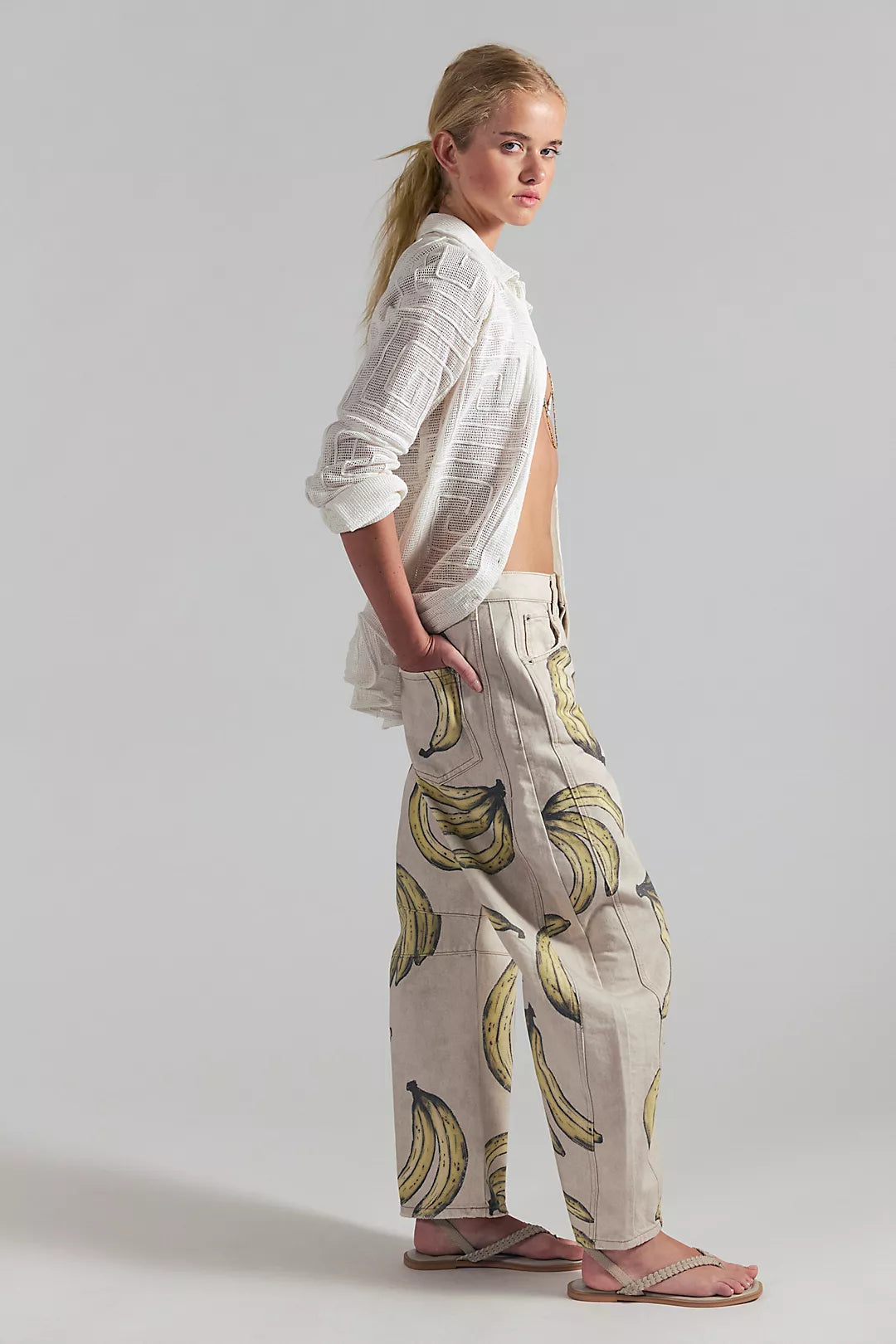 Good Luck Printed Barrel Jeans Banana