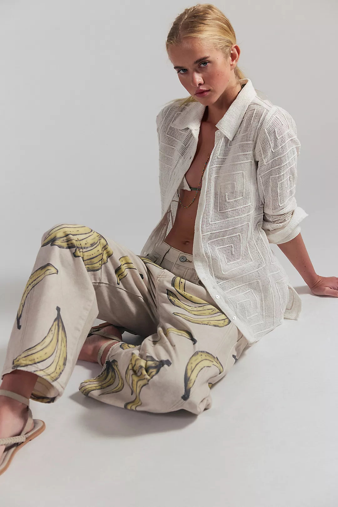 Good Luck Printed Barrel Jeans Banana