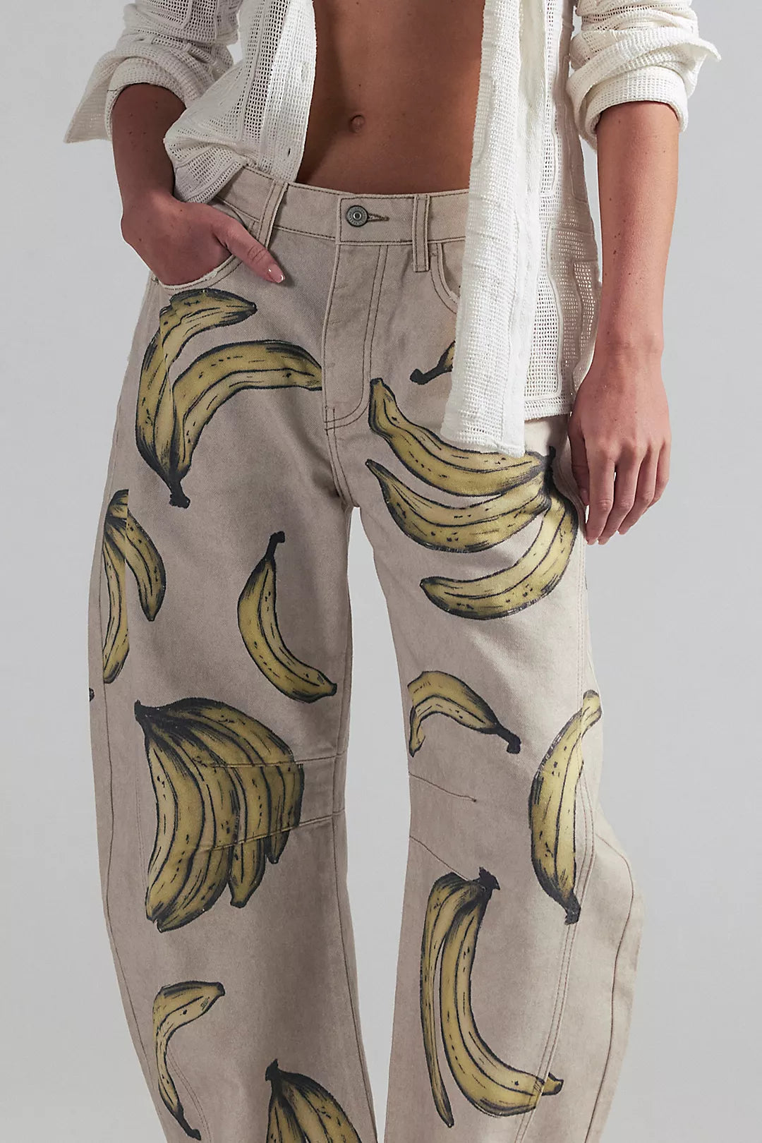 Good Luck Printed Barrel Jeans Banana