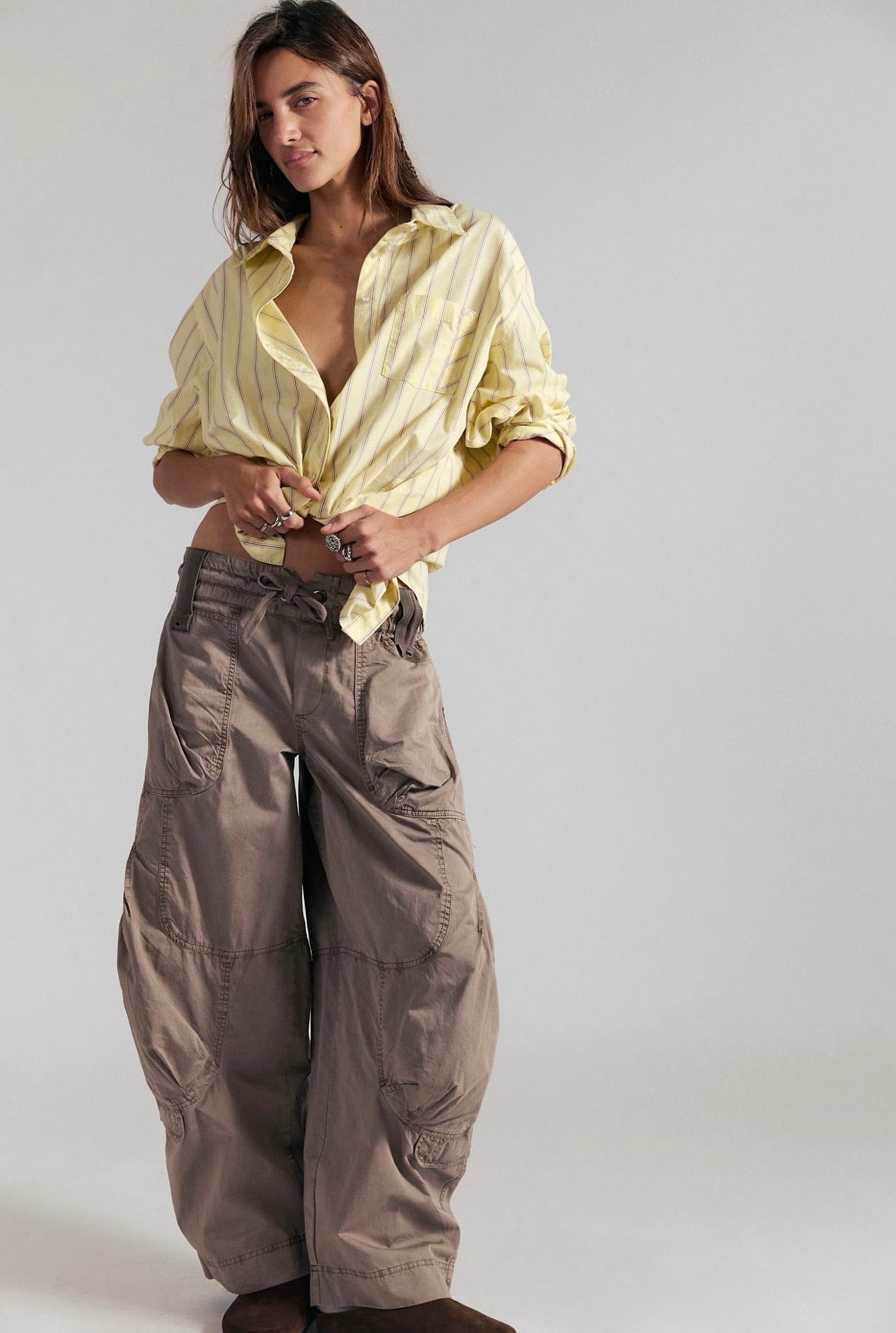 Free People Onset Parachute Trousers Dusted Cocoa
