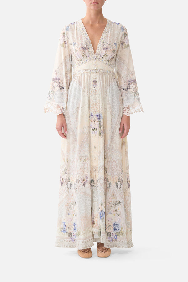 Kimono Sleeve Dress With Shirring Detail