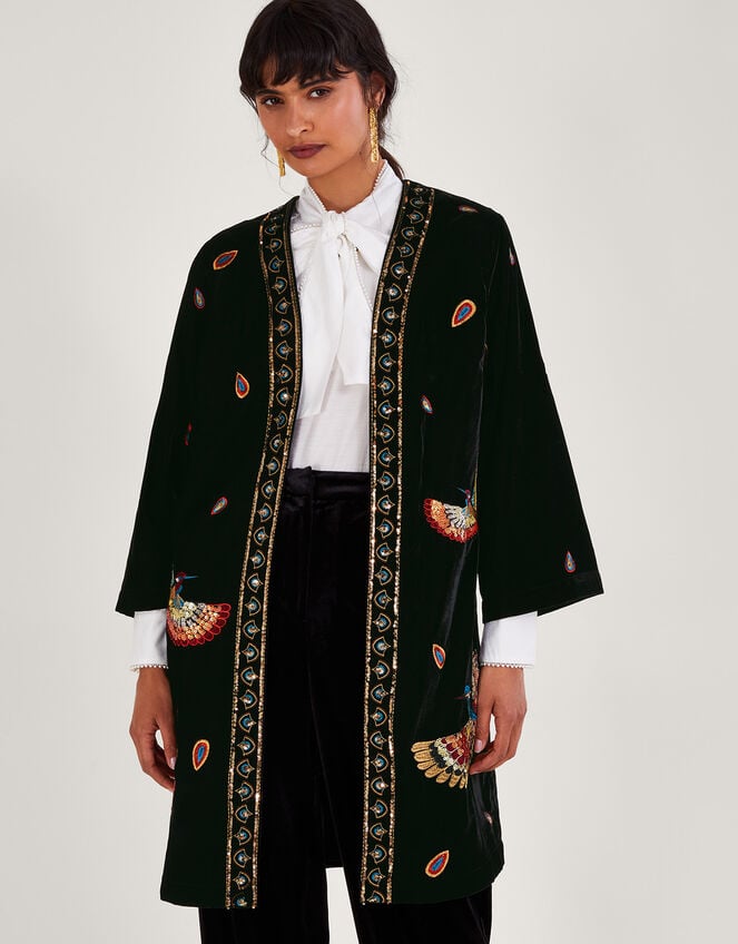 Baylie Embellished Velvet Kimono Black
