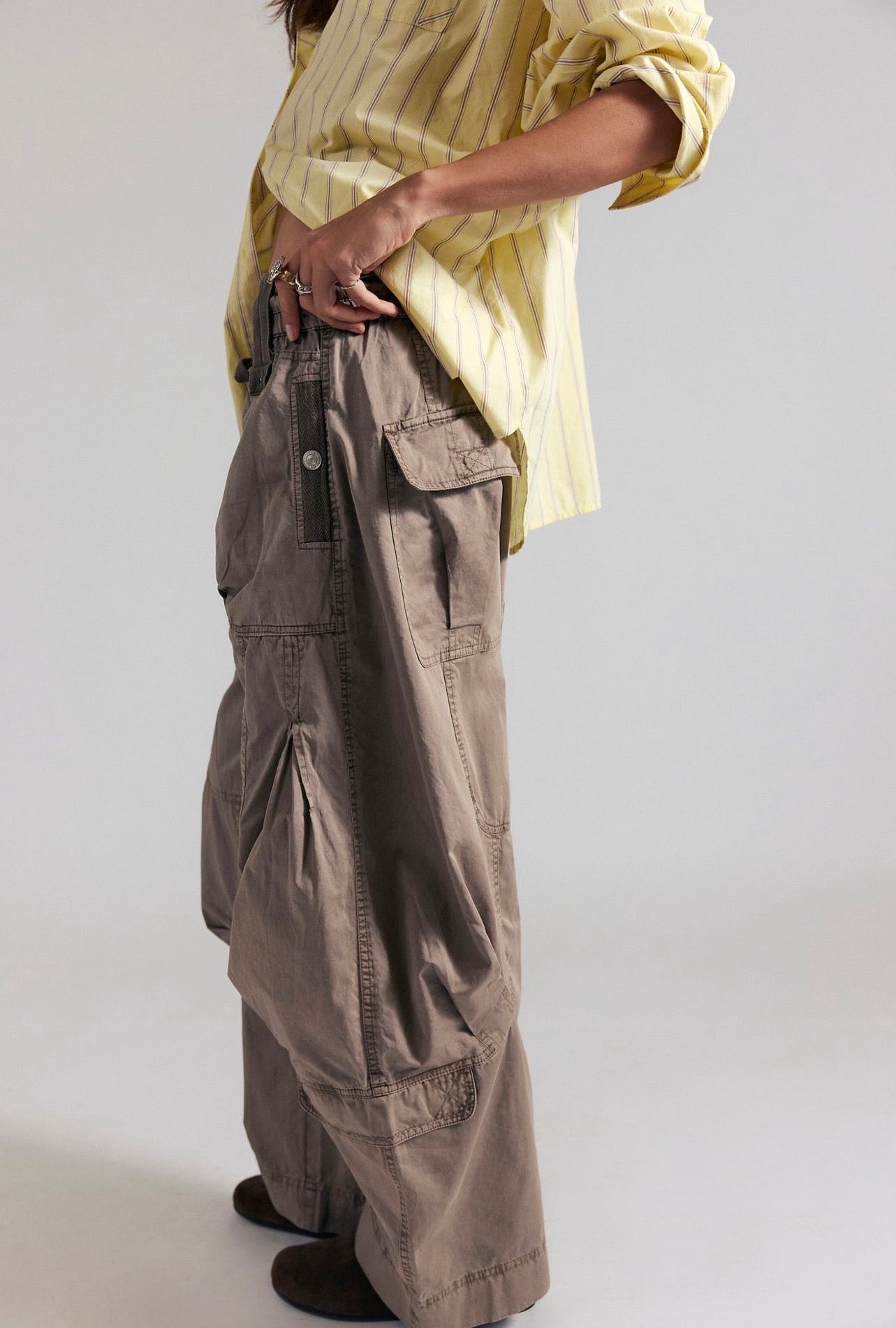 Free People Onset Parachute Trousers Dusted Cocoa