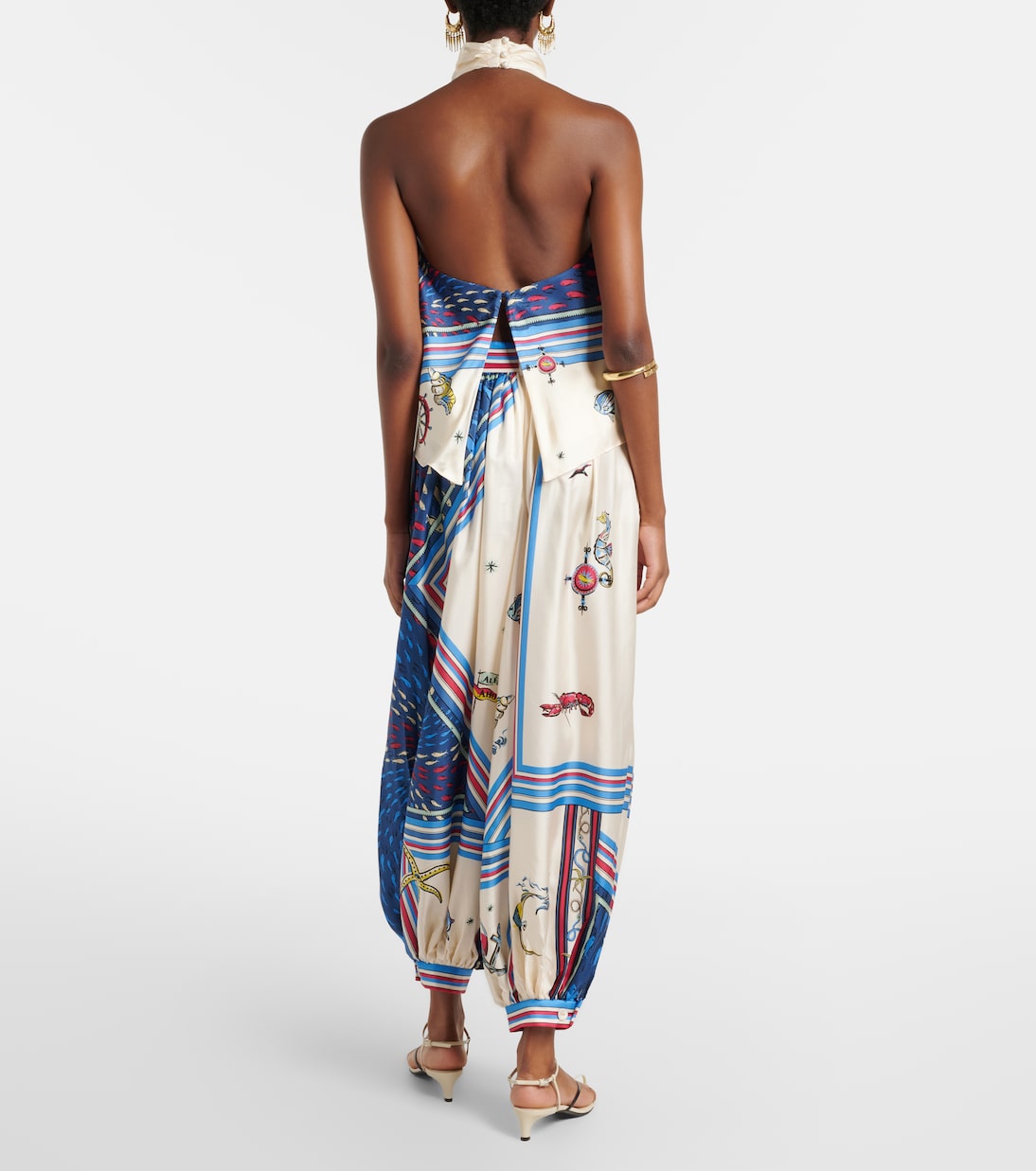 Apollo printed cropped satin balloon pants set