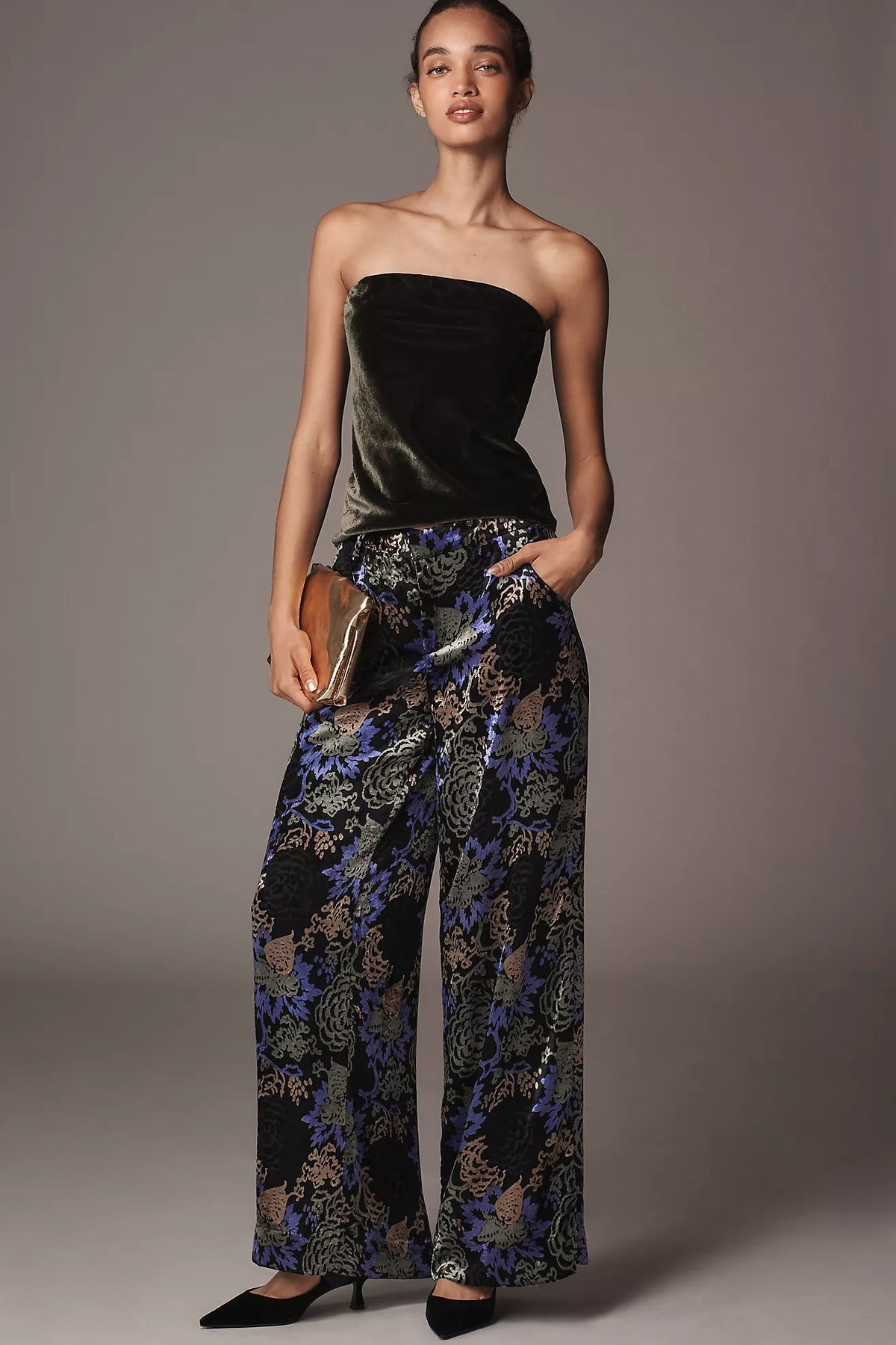 Low Rise Printed Pleated Pants
