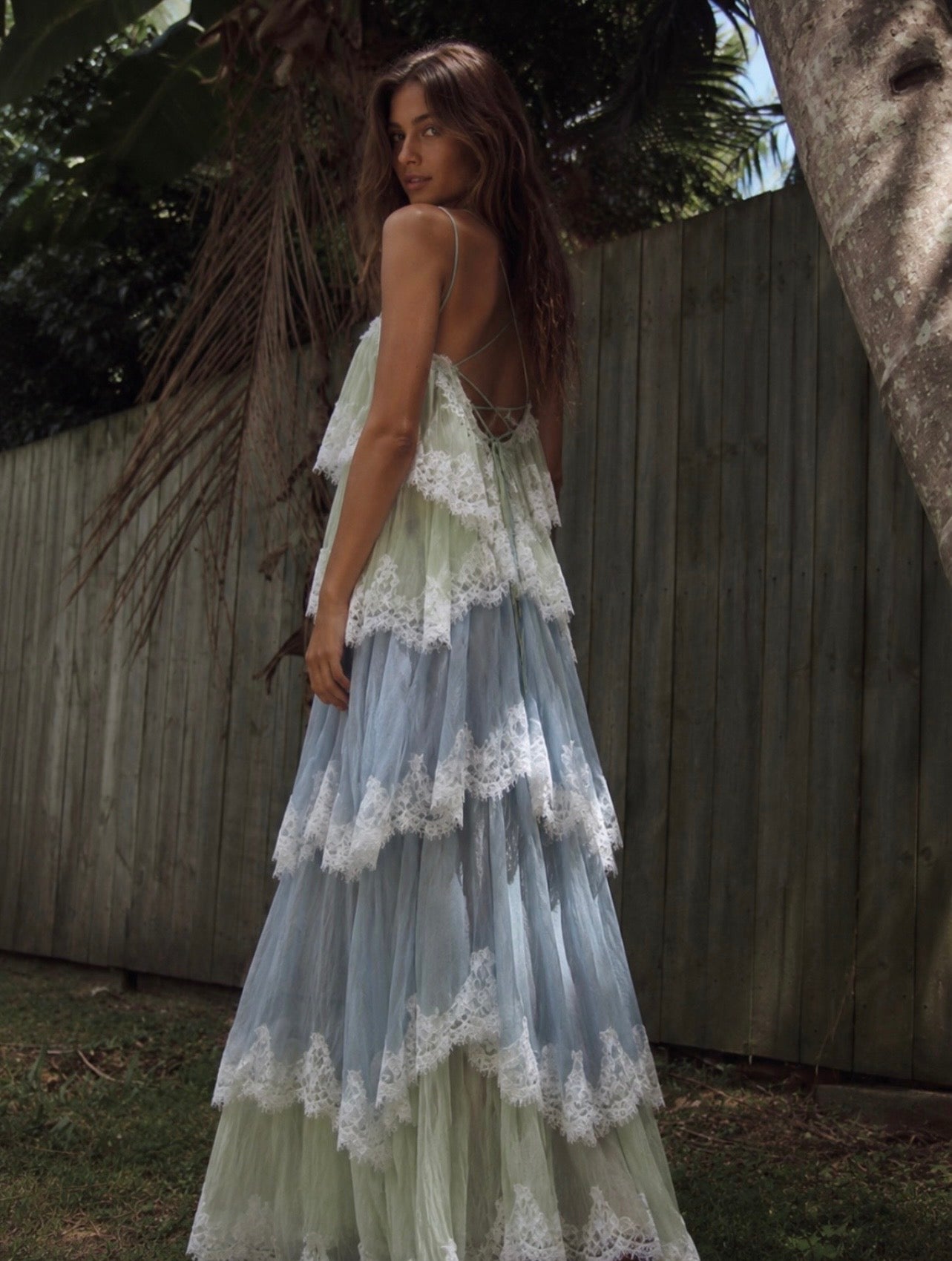 Ophelia Lace Maxi Dress Blue