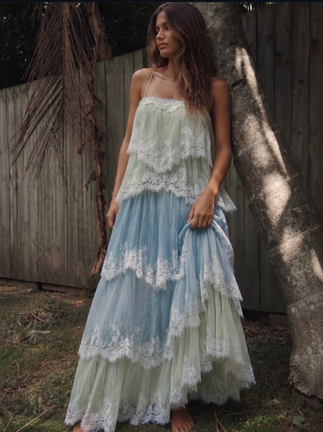 Ophelia Lace Maxi Dress Blue
