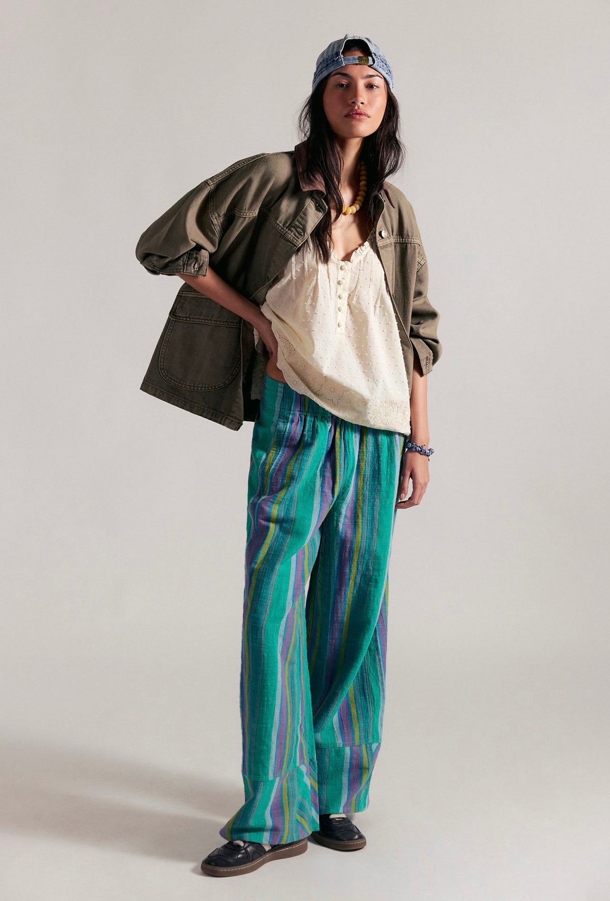 Linen Striped Pull - On Pants