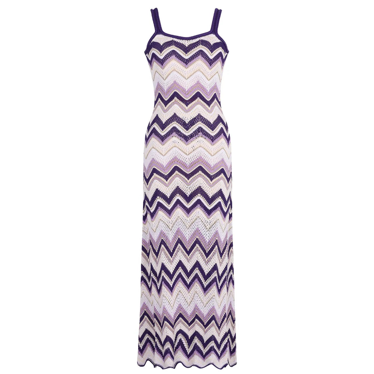 Peach Sorbet Crochet Chevron Maxi Dress Purple