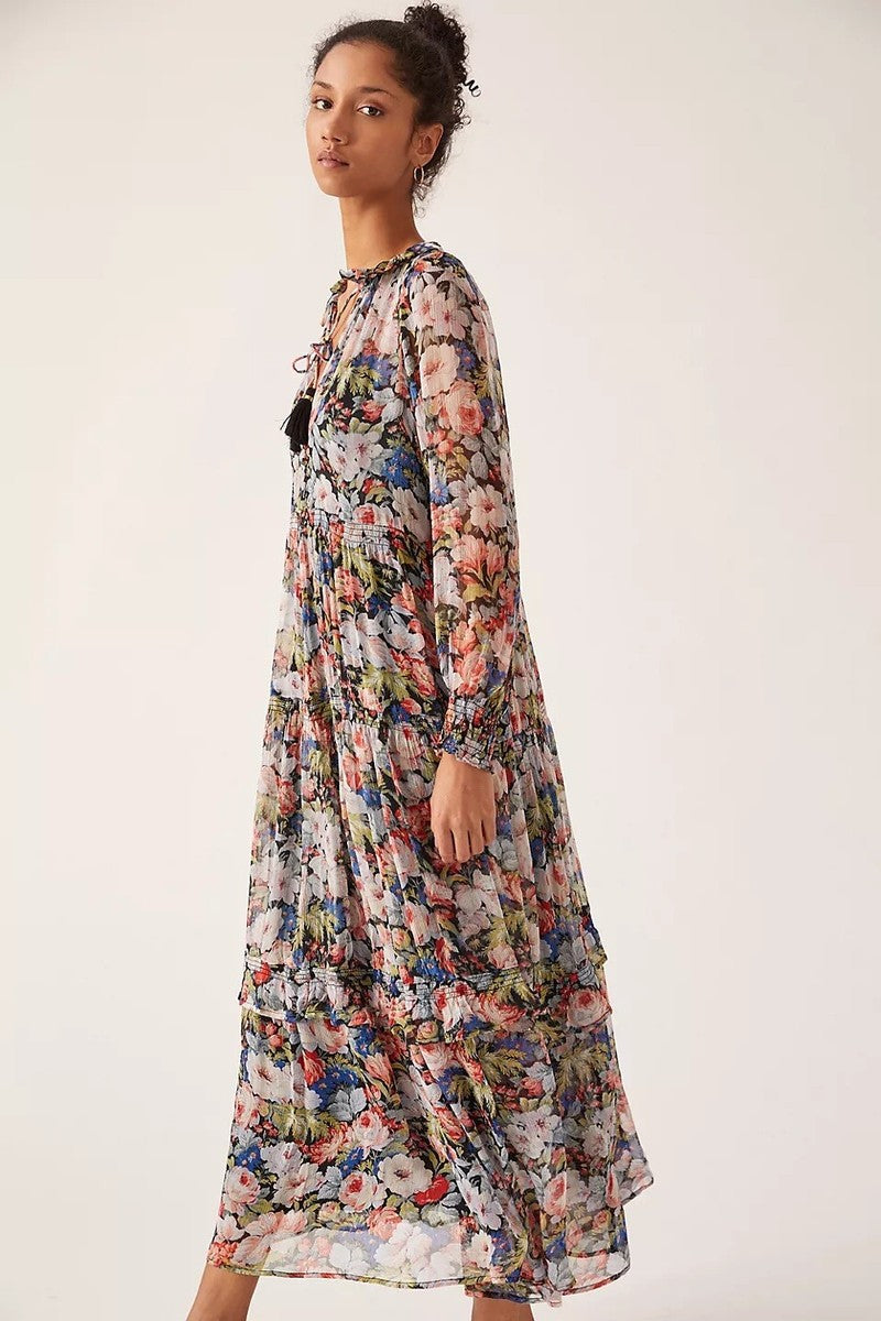The Marais Printed Chiffon Maxi Dress