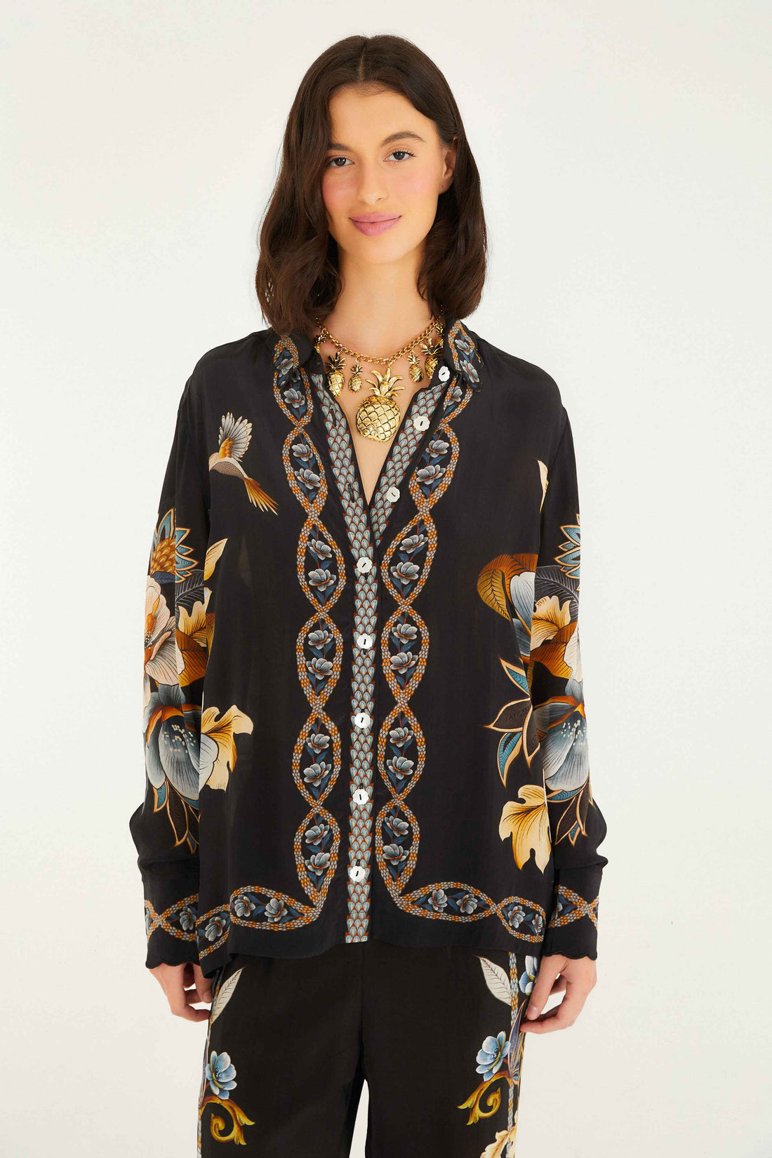 Black Floral Snake Shirt