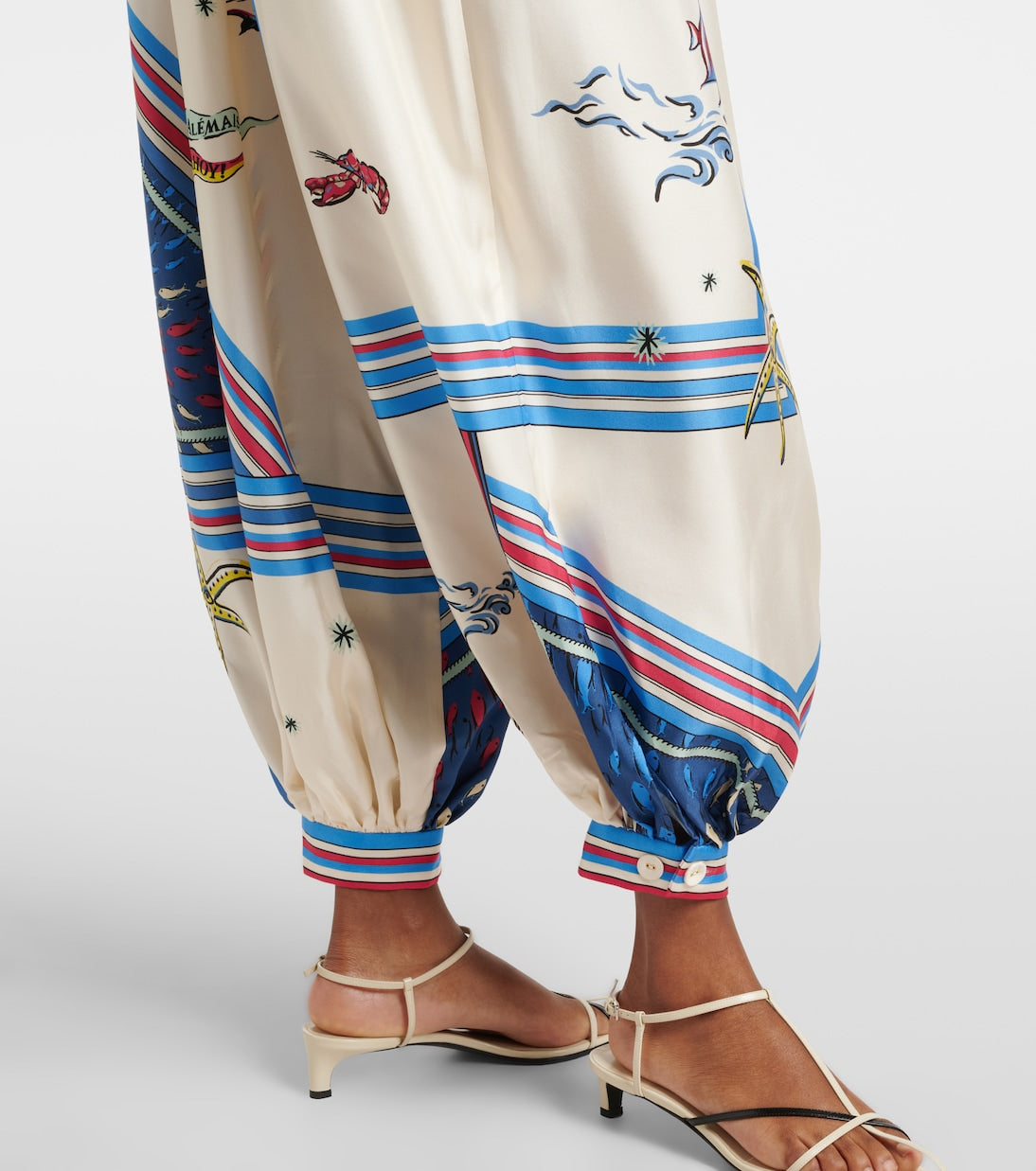 Apollo printed cropped satin balloon pants set