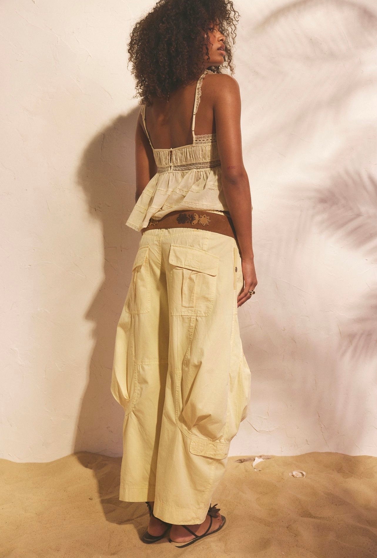 Free People Onset Parachute Trousers Lemon Frost