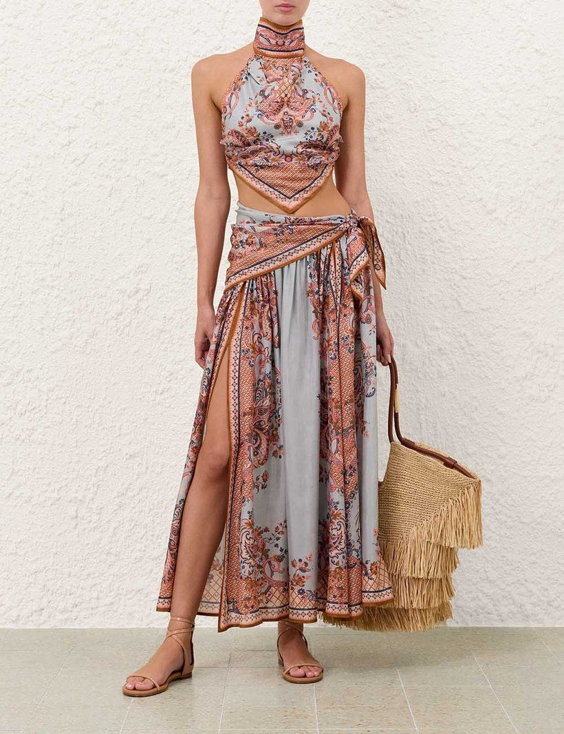 ASTER SCARF MIDI SKİRT TOP SET
