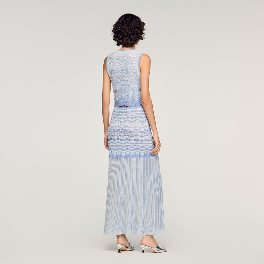 Maxi Decorative Knit Flared Skirt Top Set