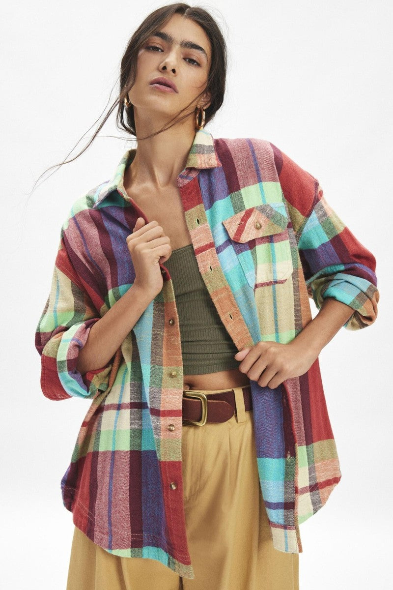 Dani Oversized Flannel Shirt Buttondown