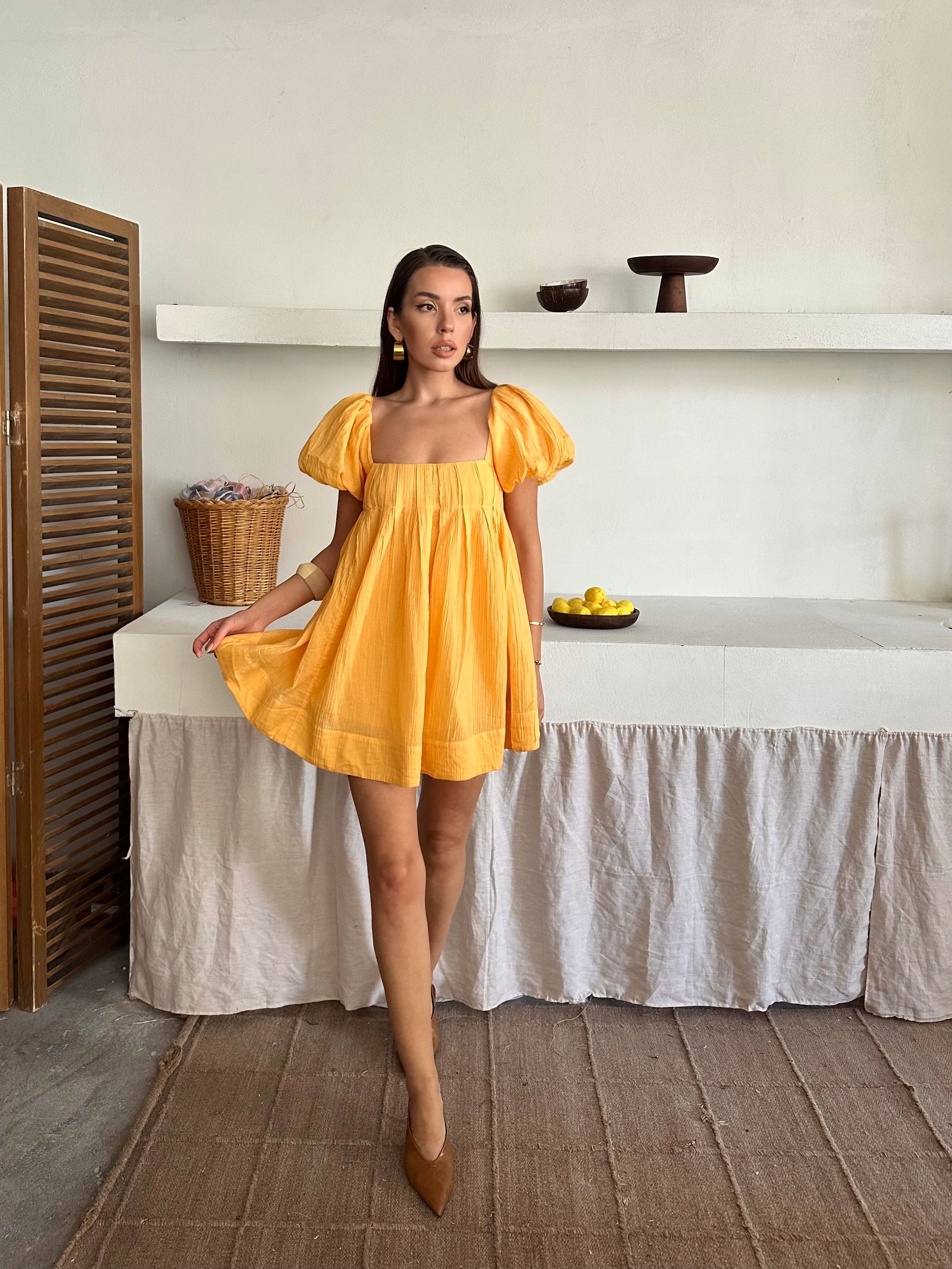 Defne Freepeople İthal Elbise Sarı