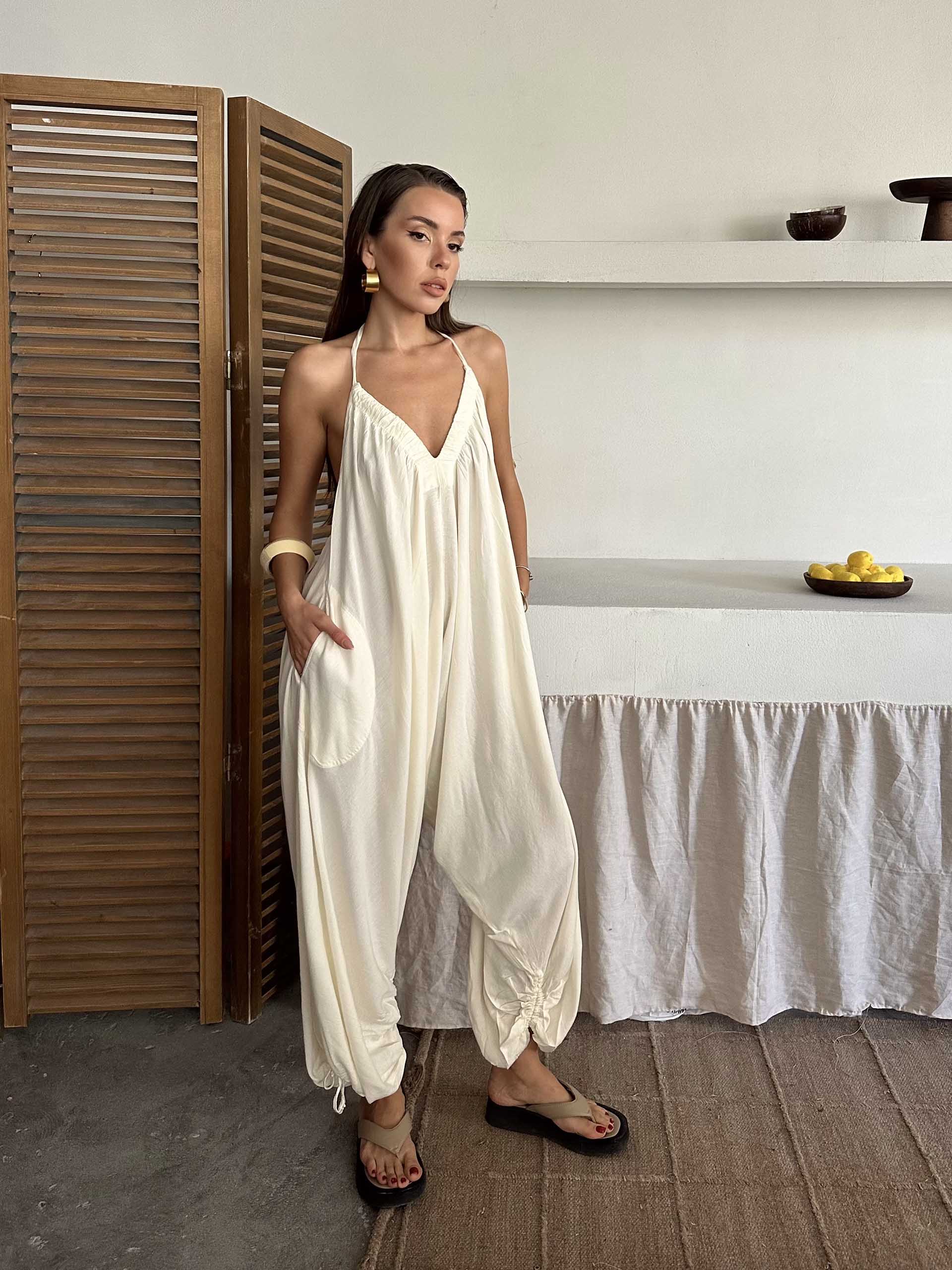 Gabriella Freepeople İthal Tulum Beyaz