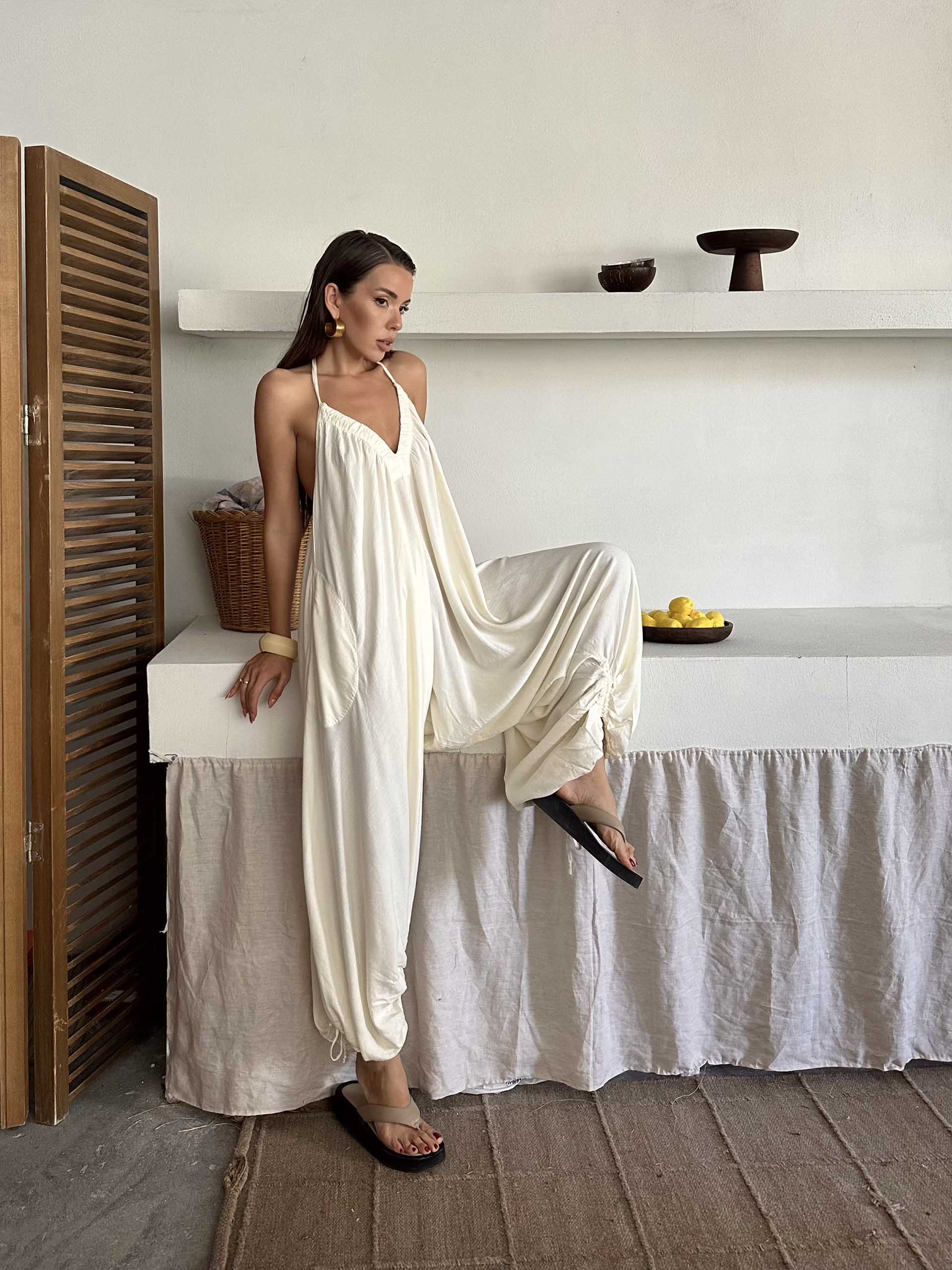 Gabriella Freepeople İthal Tulum Beyaz