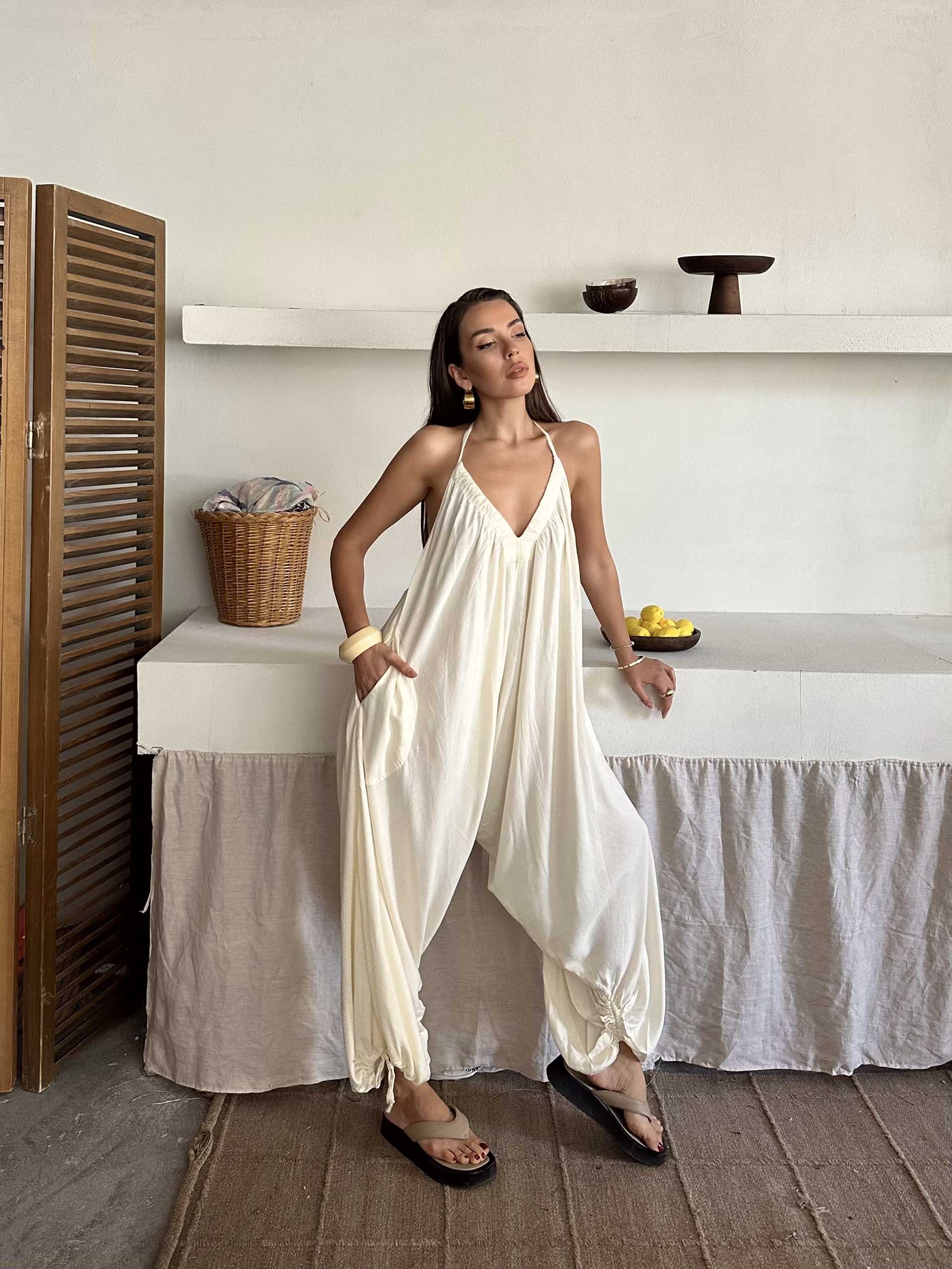 Gabriella Freepeople İthal Tulum Beyaz