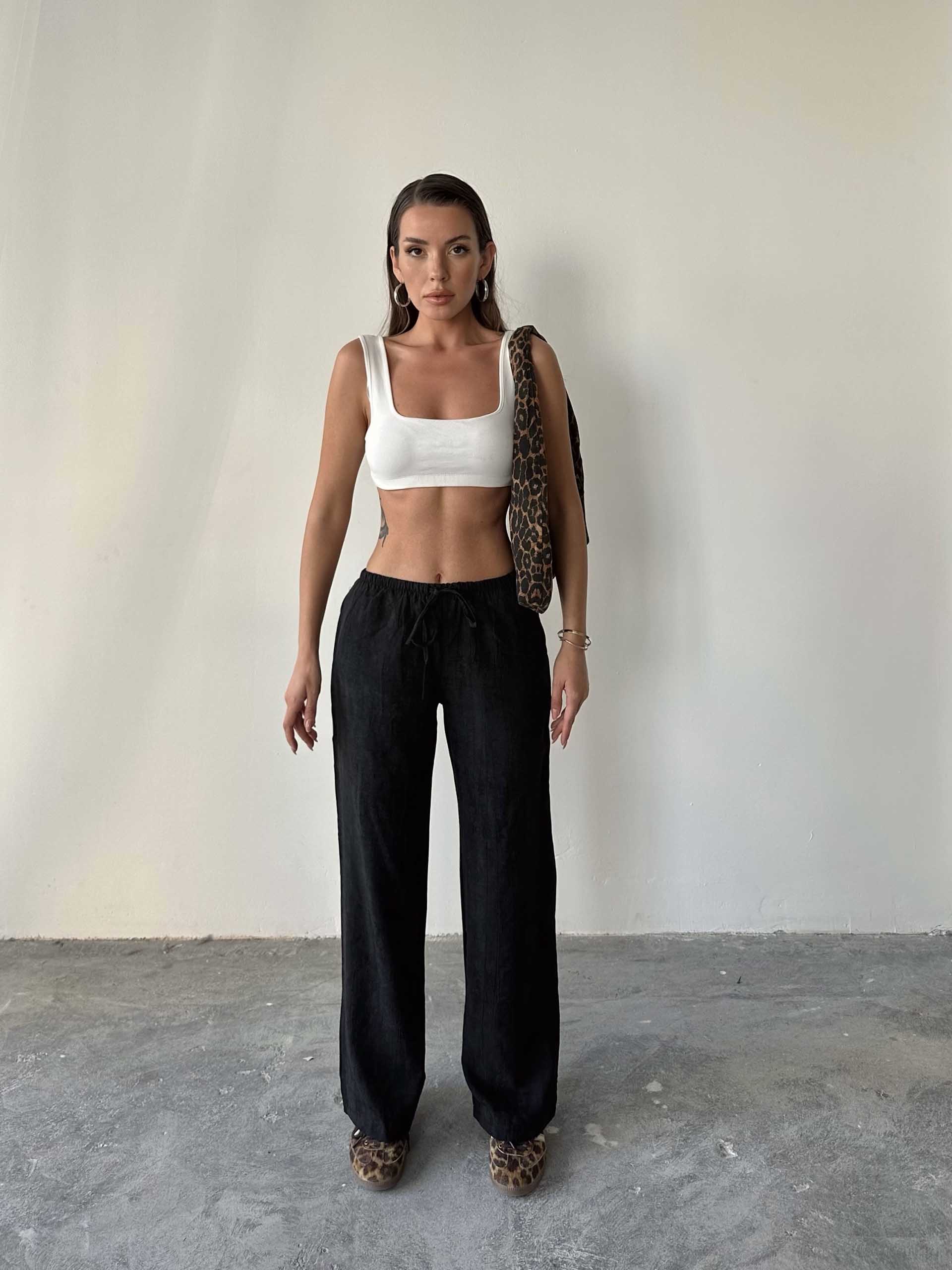 Yvette Massimo Dutti Rahat Kesim Pantolon Siyah